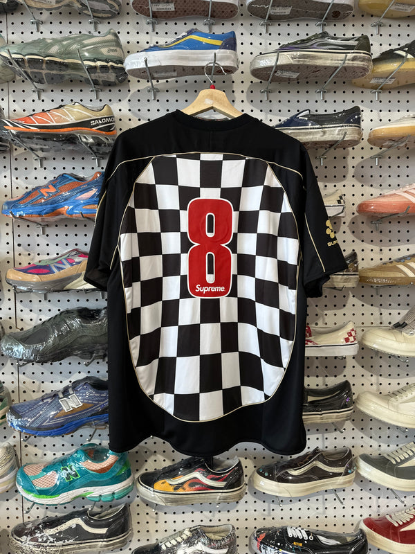 NEW Supreme Checkerboard Soccer Jersey - Black Size Large
