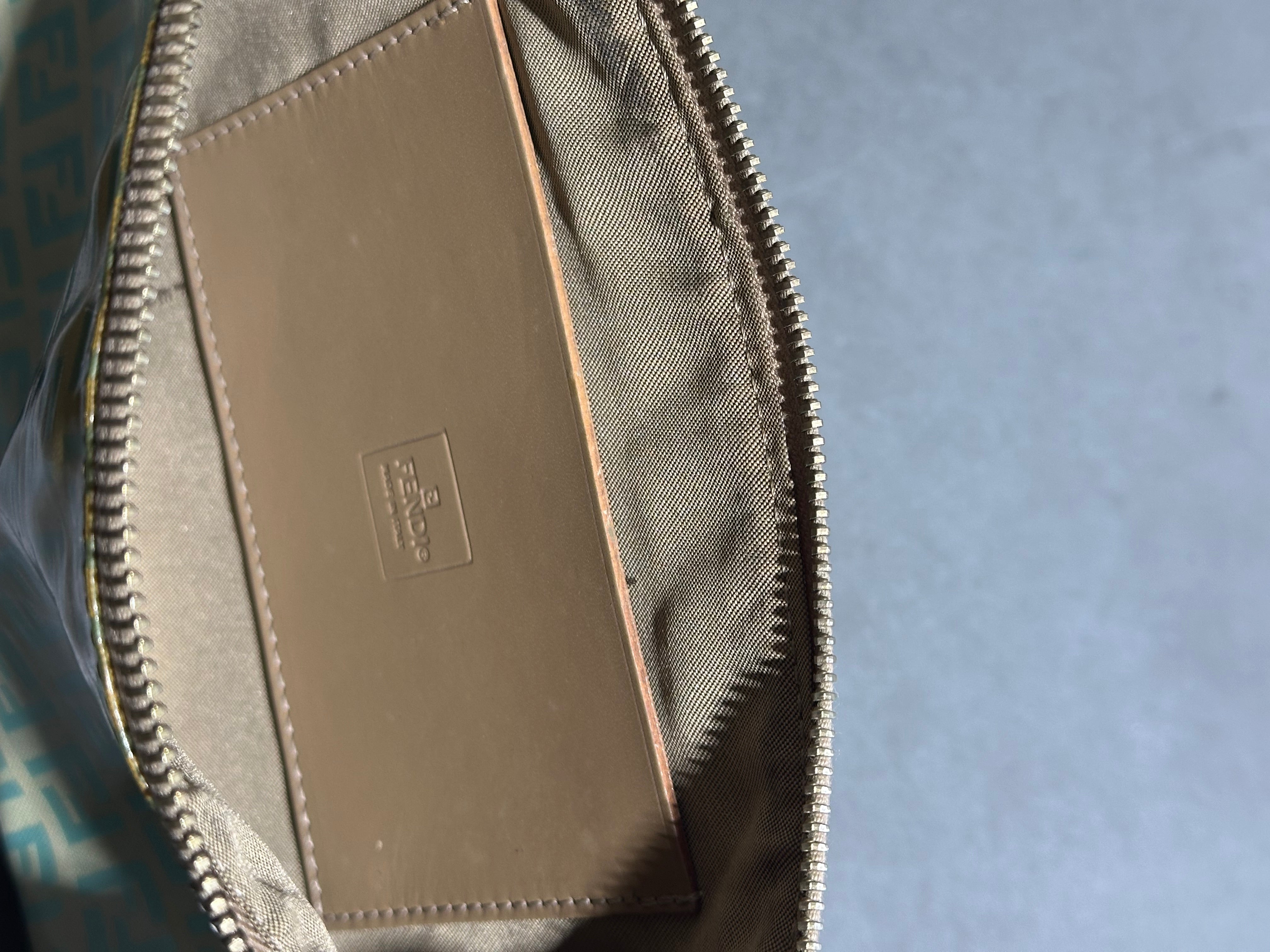 VTG Fendi Zucchino Canvas Zip Pouchette - Mint Green