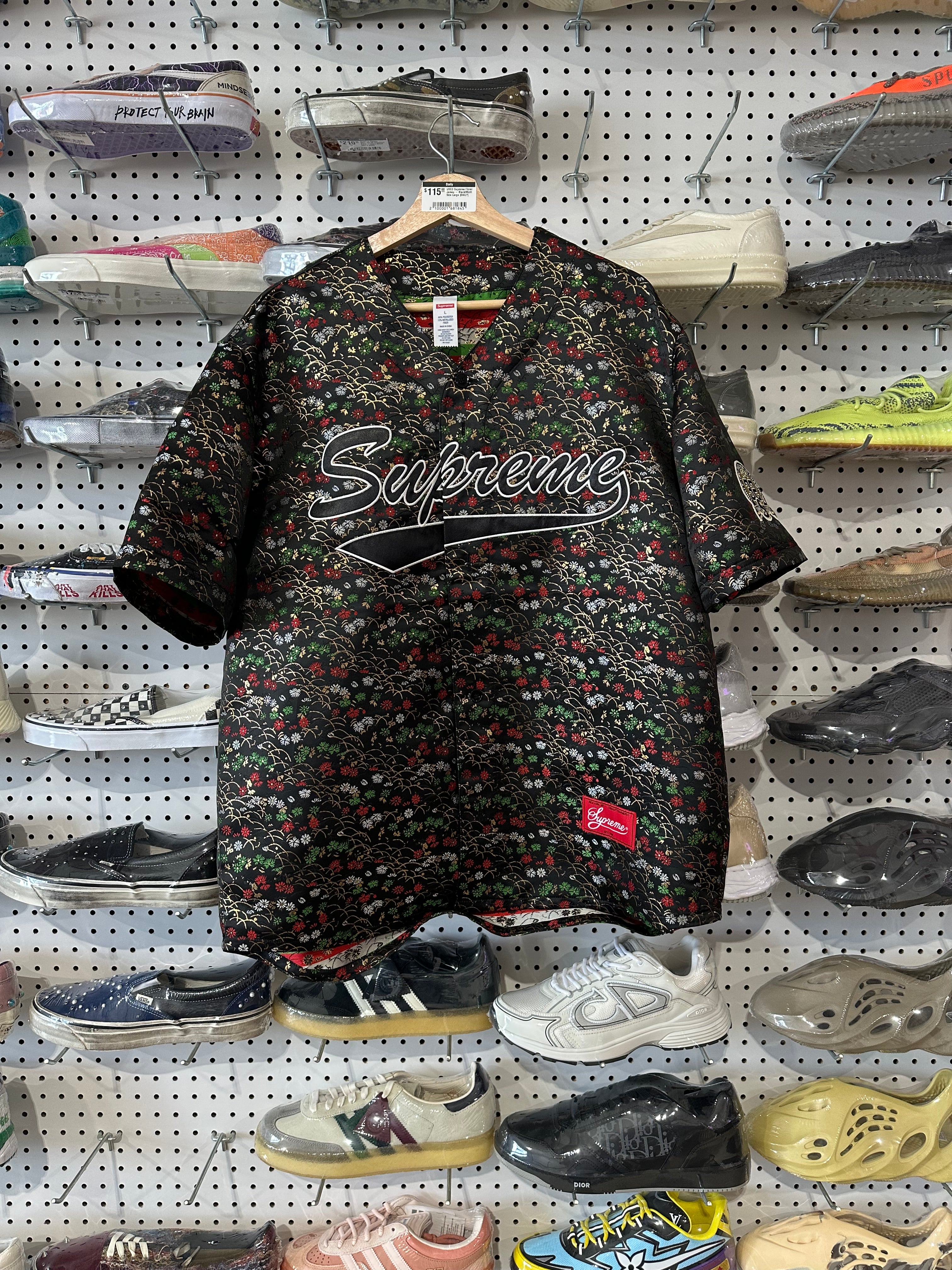 USED Supreme Floral Jersey - Black/Multi Size Large