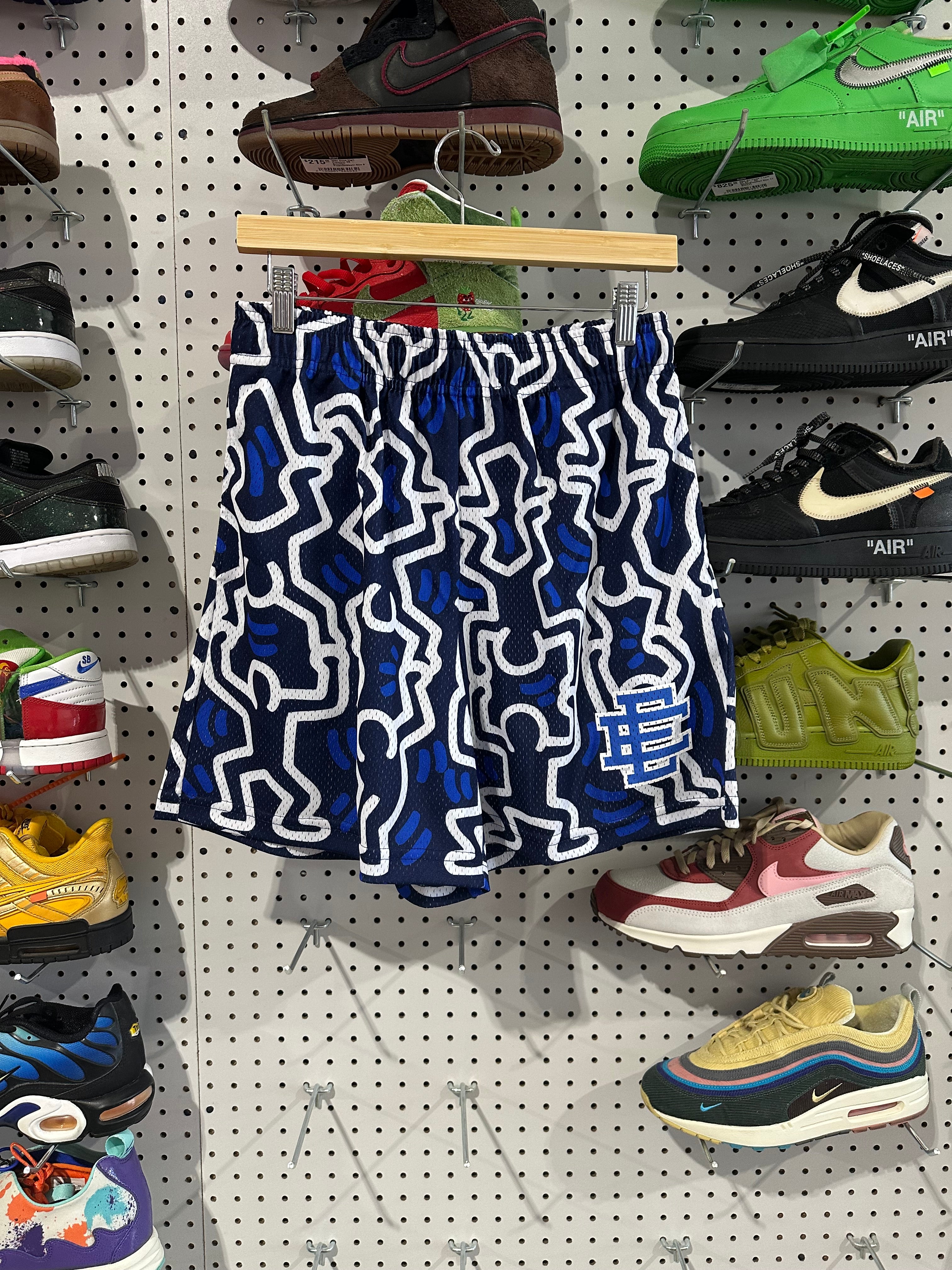 NEW Eric Emanuel EE Keith Haring Shorts - Blue  Size Large