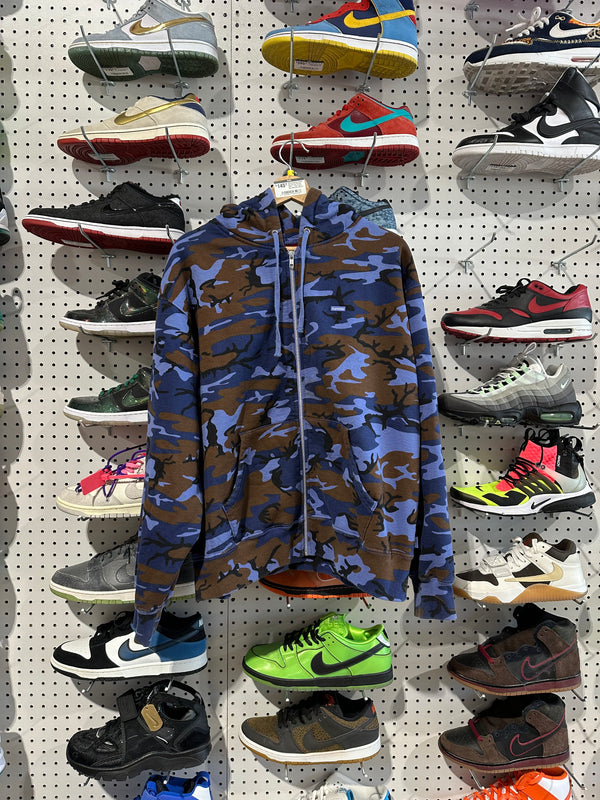 NEW Supreme Small Box Zip Up Hooded Sweatshirt SS25 - Blue Camo Size Medium