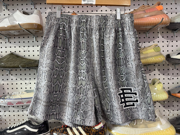 USED Eric Emanuel Snakeskin Mesh Shorts - Grey/Black Size Large