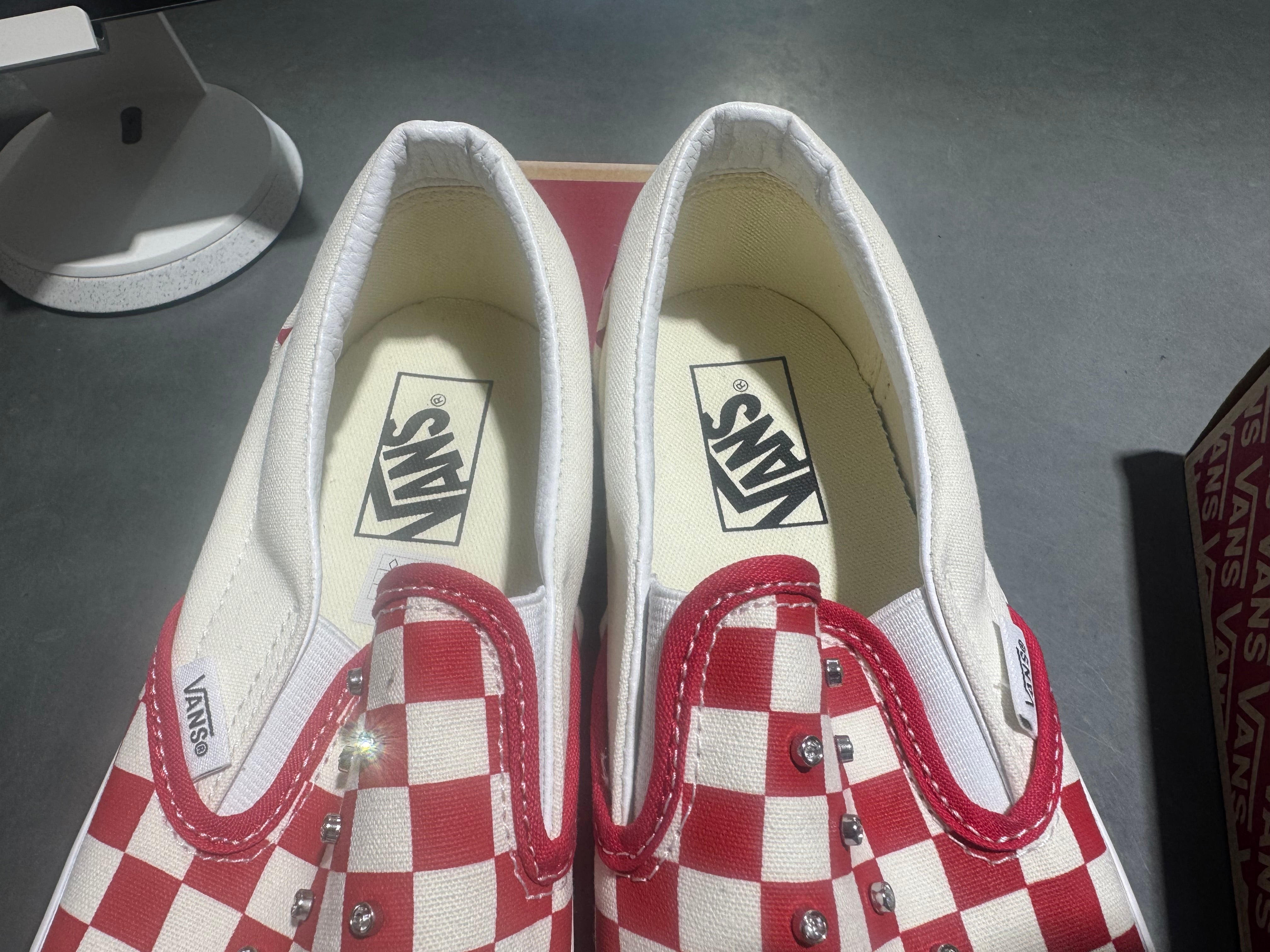 Vans Classic Slip On Checkerboard Stones - Red Size 8