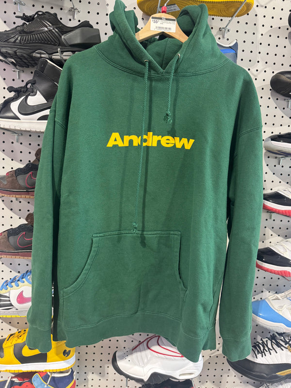 USED Andrew Logo Hoodie - Green/Yellow Size Large