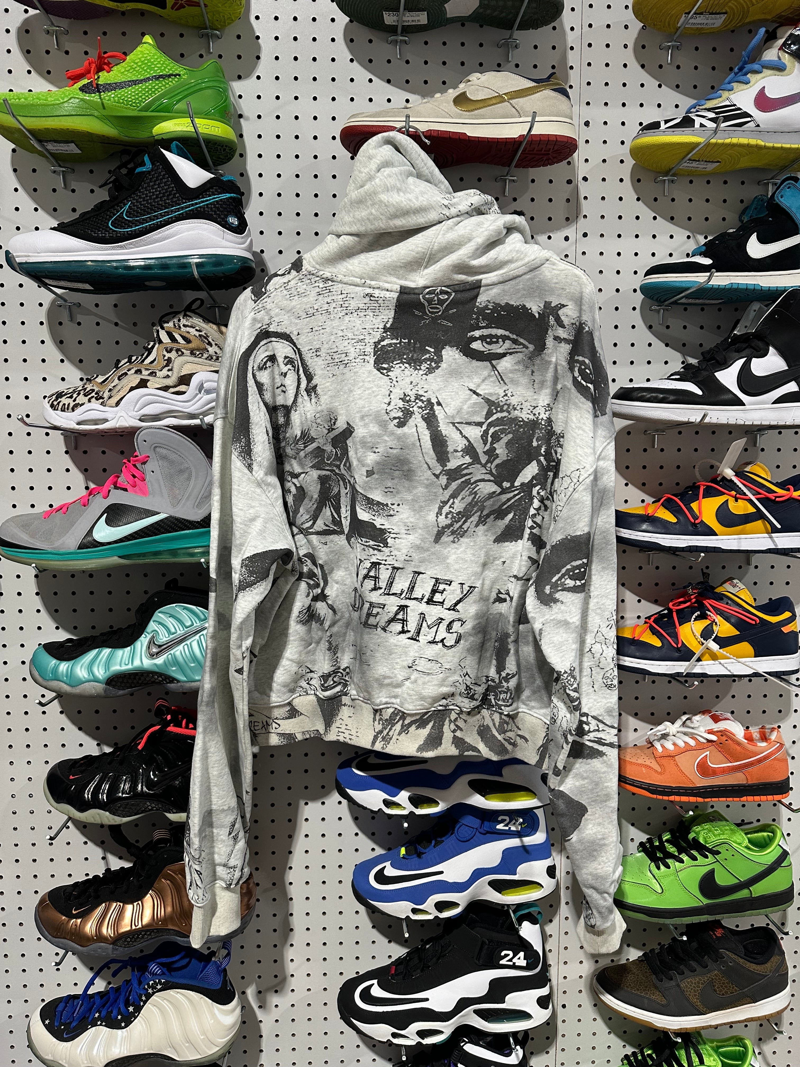 NEW Vale Mural Pullover Hoodie - Grey Size Large