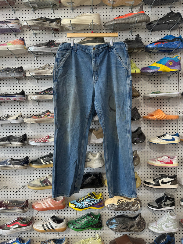 USED Distressed Carhartt Carpenter Denim Pants - Blue Size 40x31