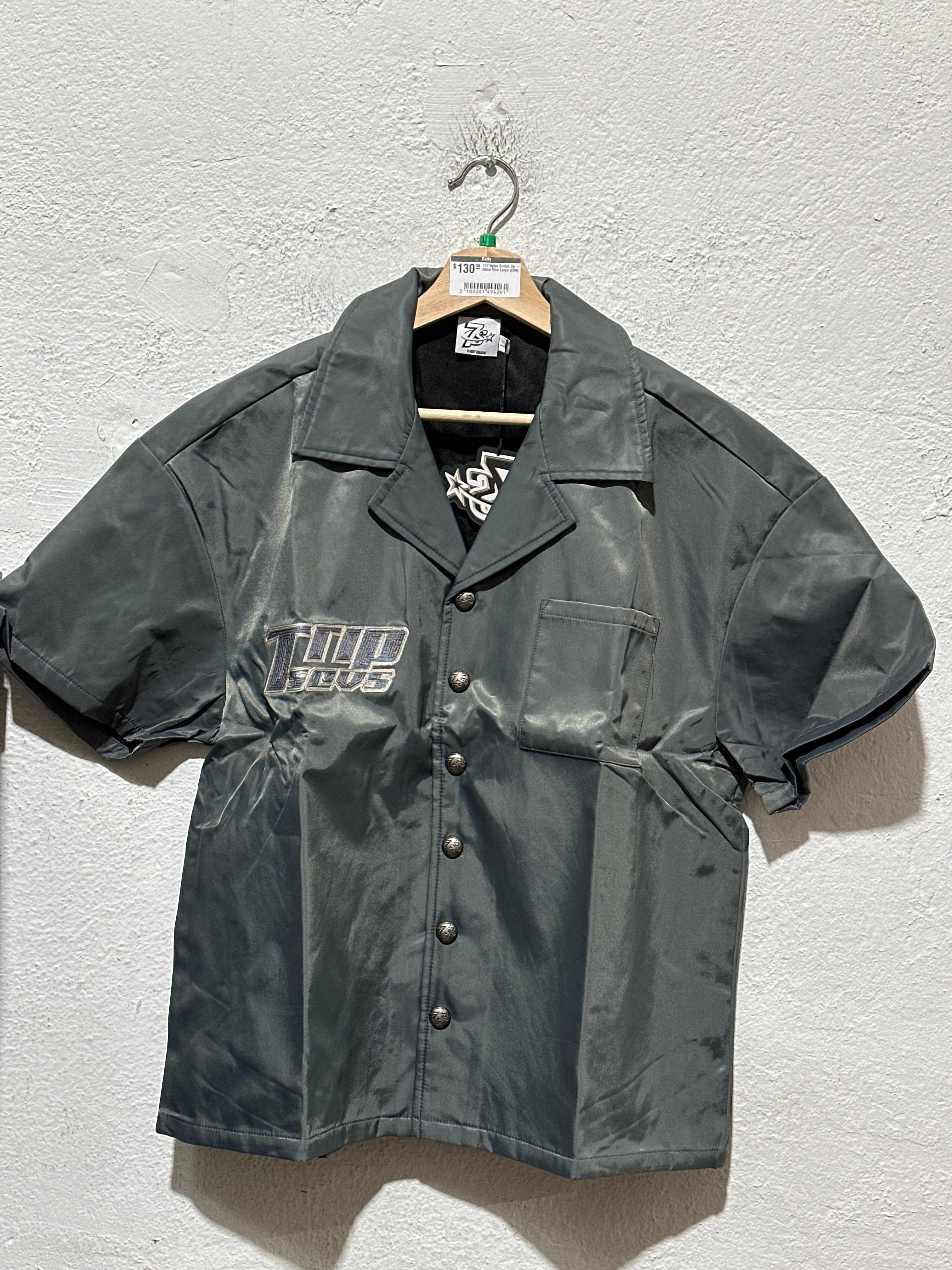 777 Nylon Button Up - Silver