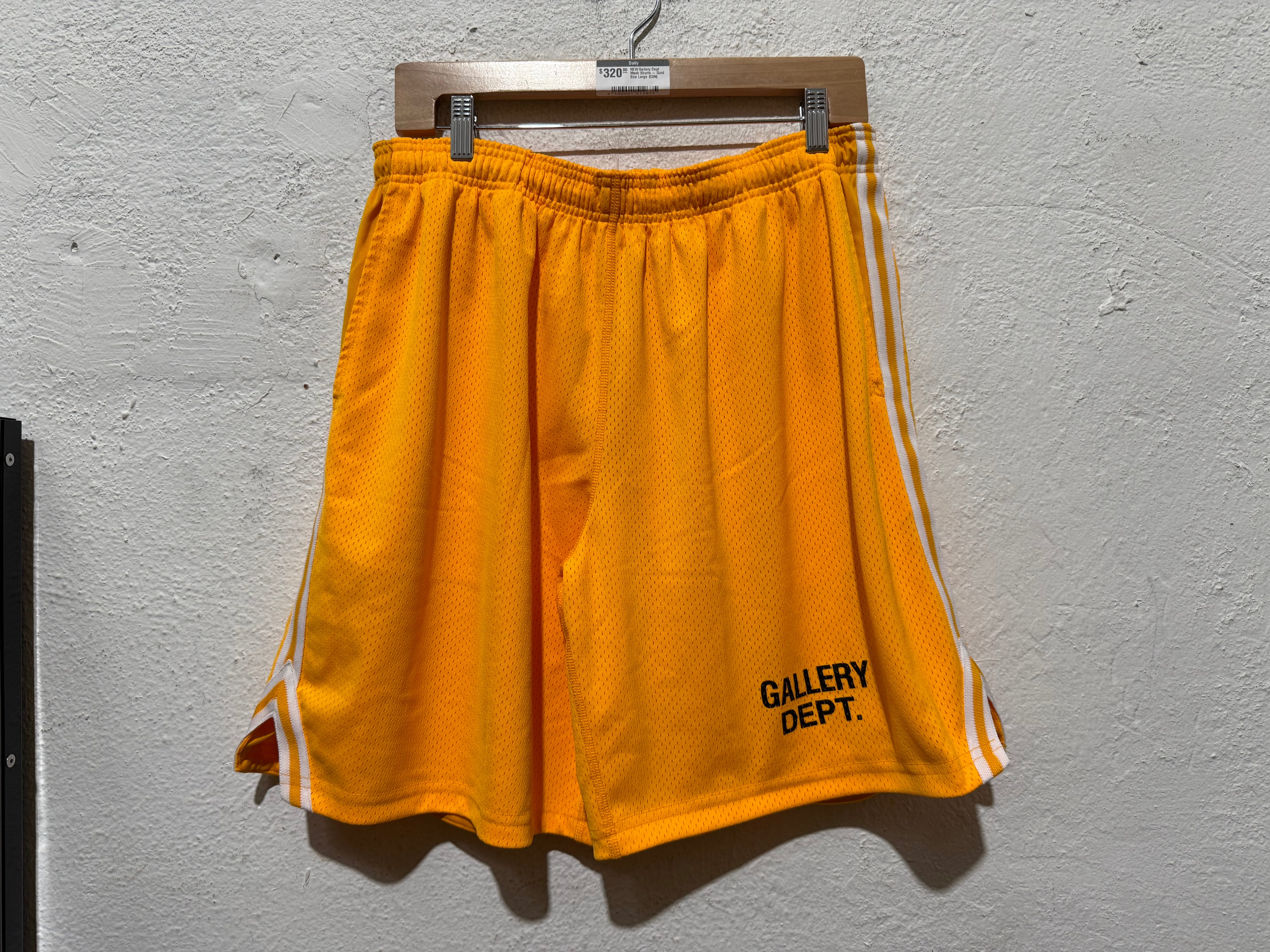 Gallery Dept Mesh Shorts - Gold Size Large