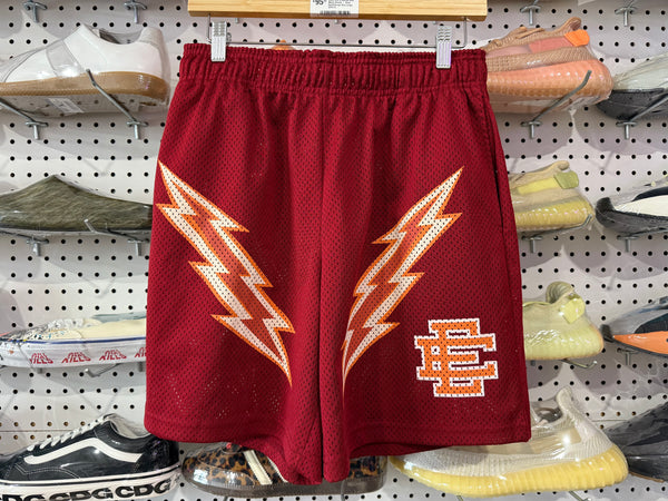 USED Eric Emanuel Bolt Mesh Shorts - Dark Red/Orange Size Large