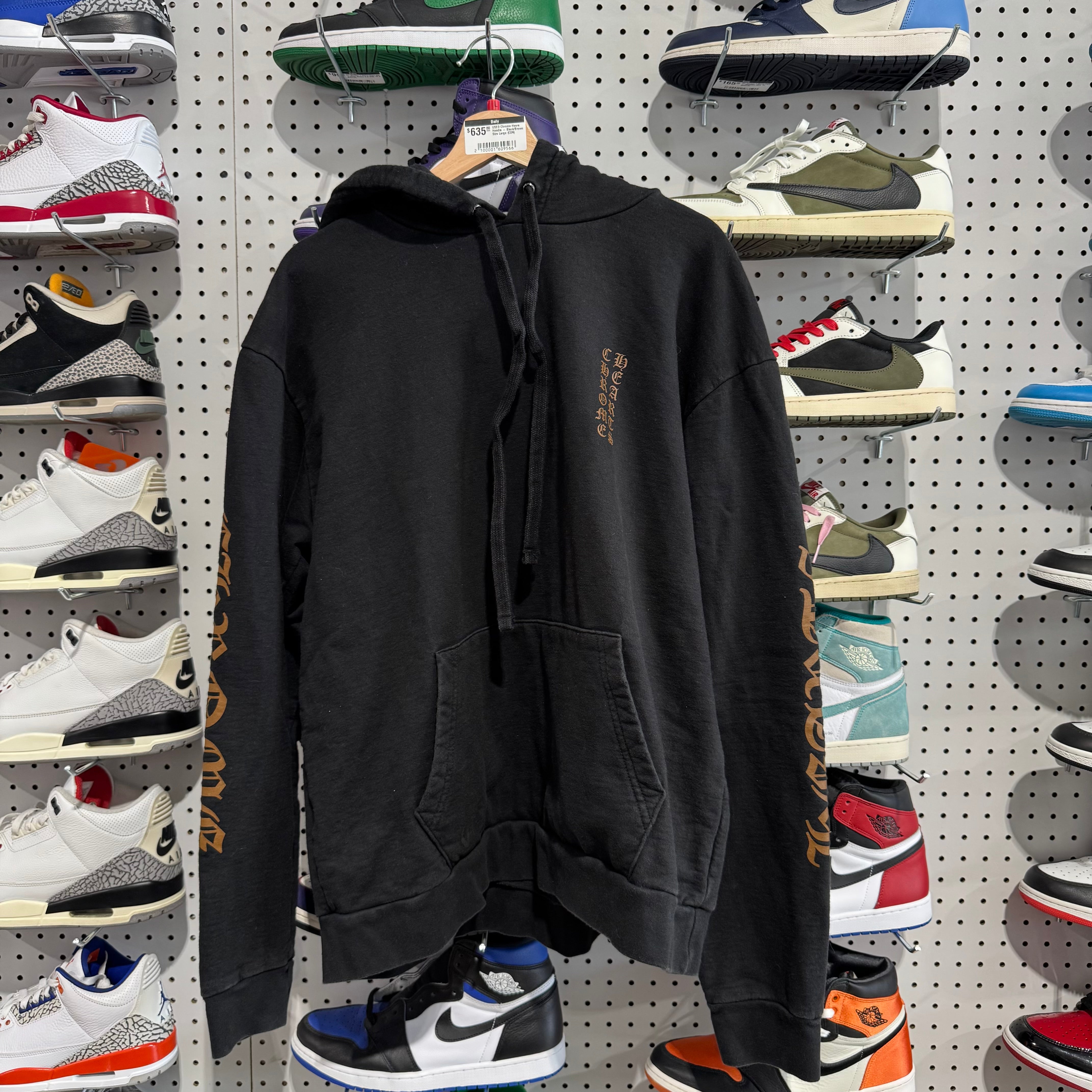 USED Chrome Hears Hoodie - Black/Brown Size Large