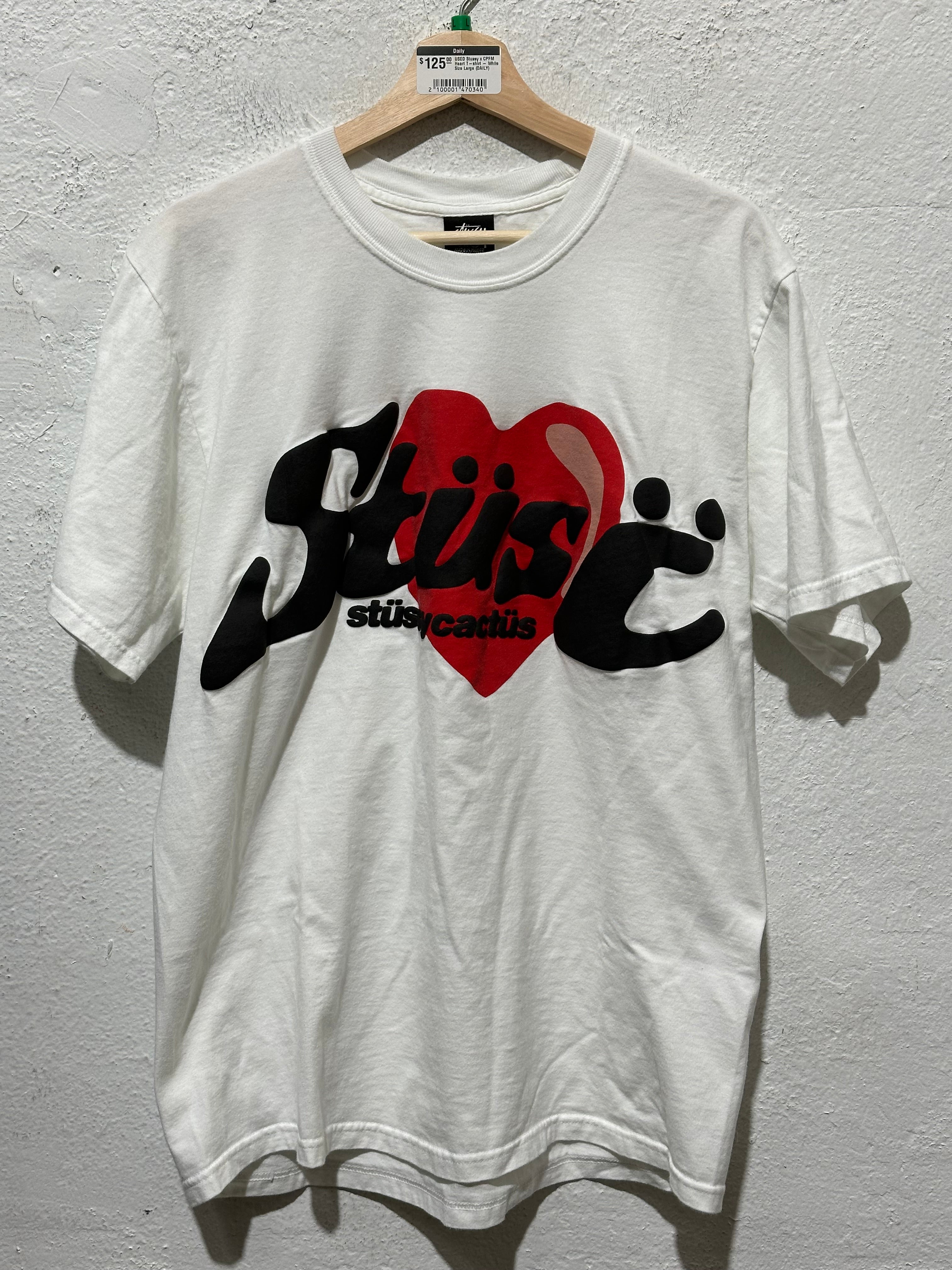 USED Stussy x CPFM Heart T-shirt - White Size Large