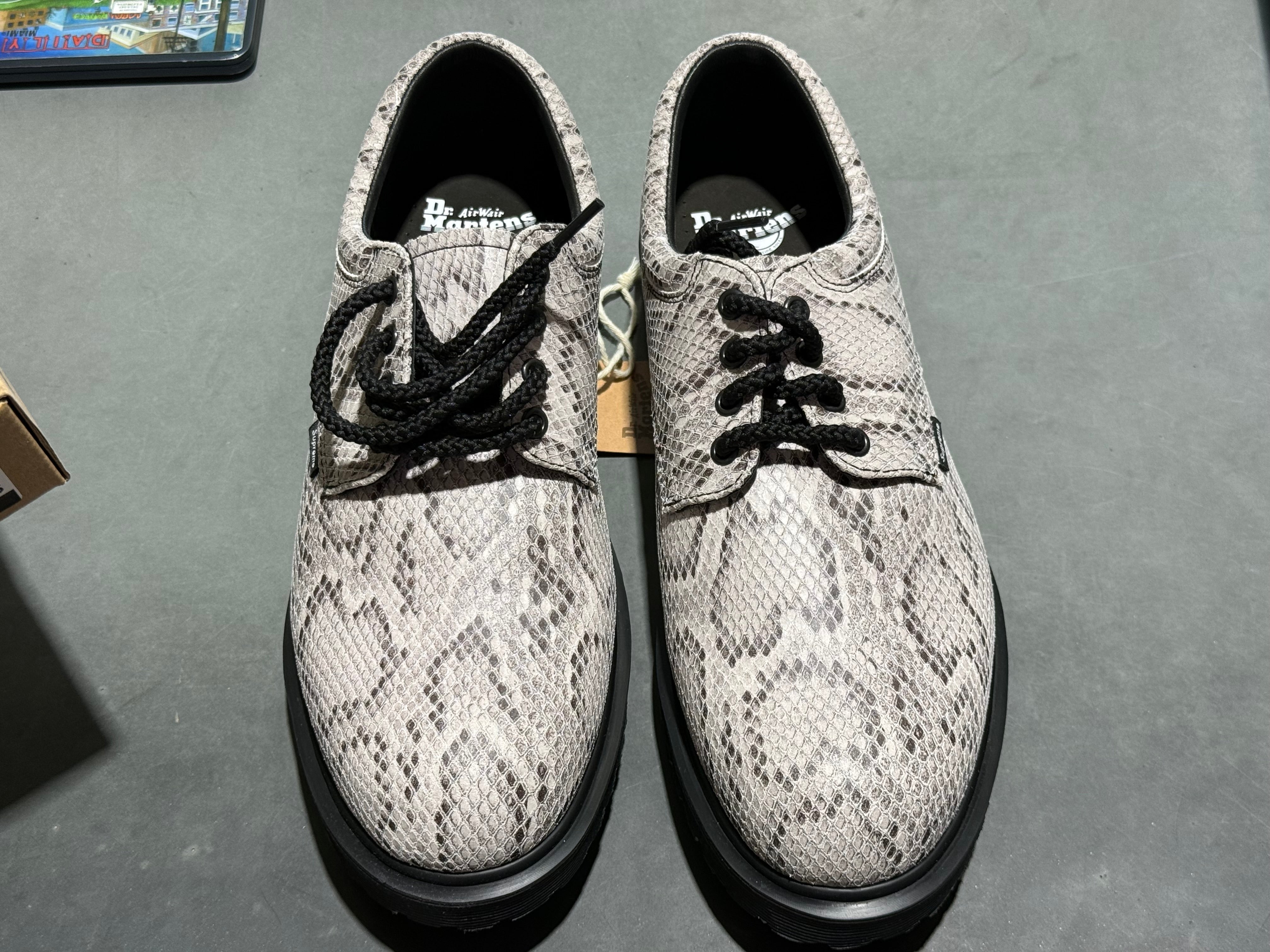 Dr. Martens x Supreme Postal Supreme 4 Eye Shoe - Grey Snakeskin Size 11