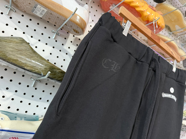 NEW Chrome Hearts Logo Sweatpants - Black Size Large