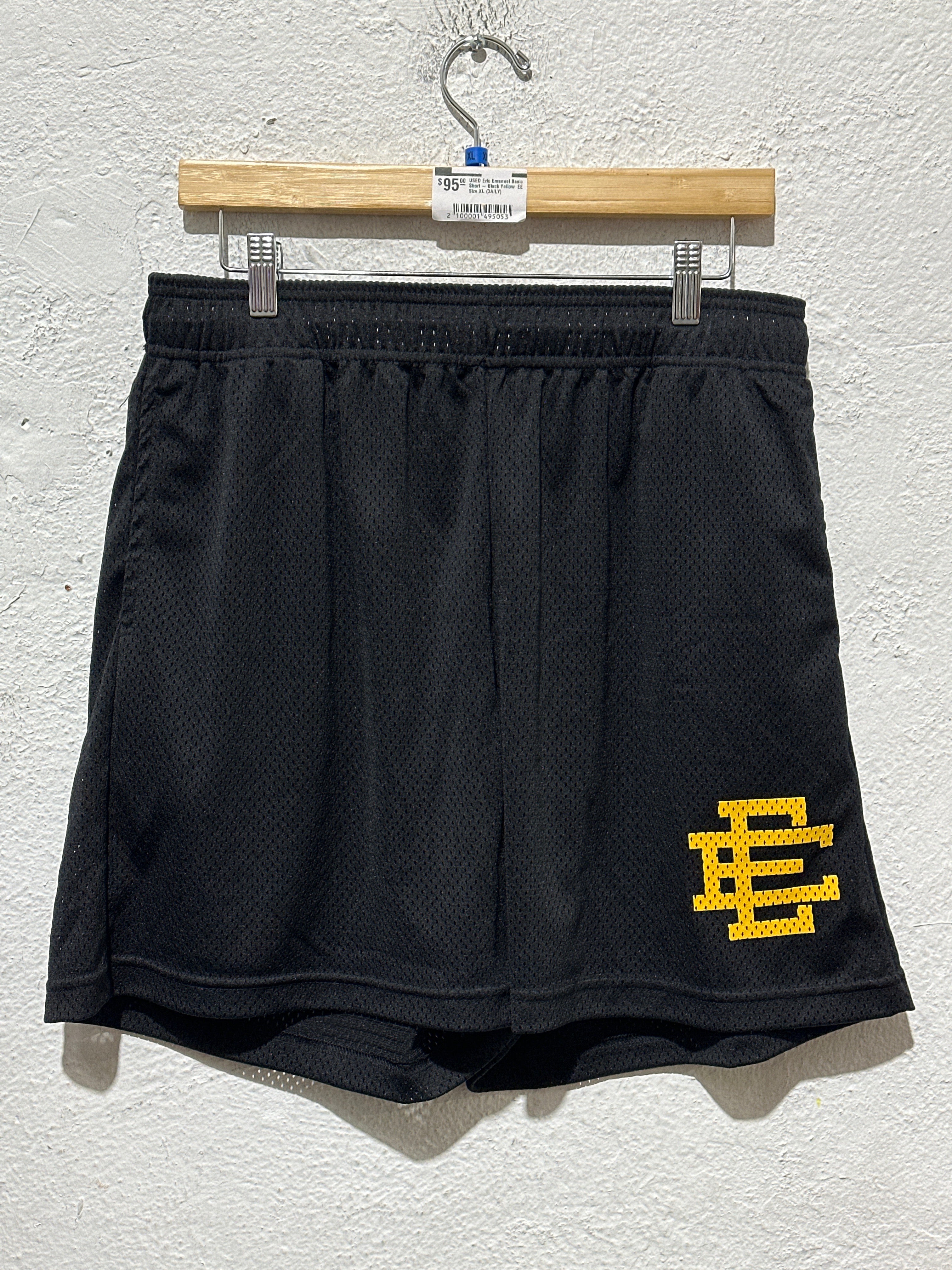 USED Eric Emanuel Basic Short - Black Yellow EE Size XL