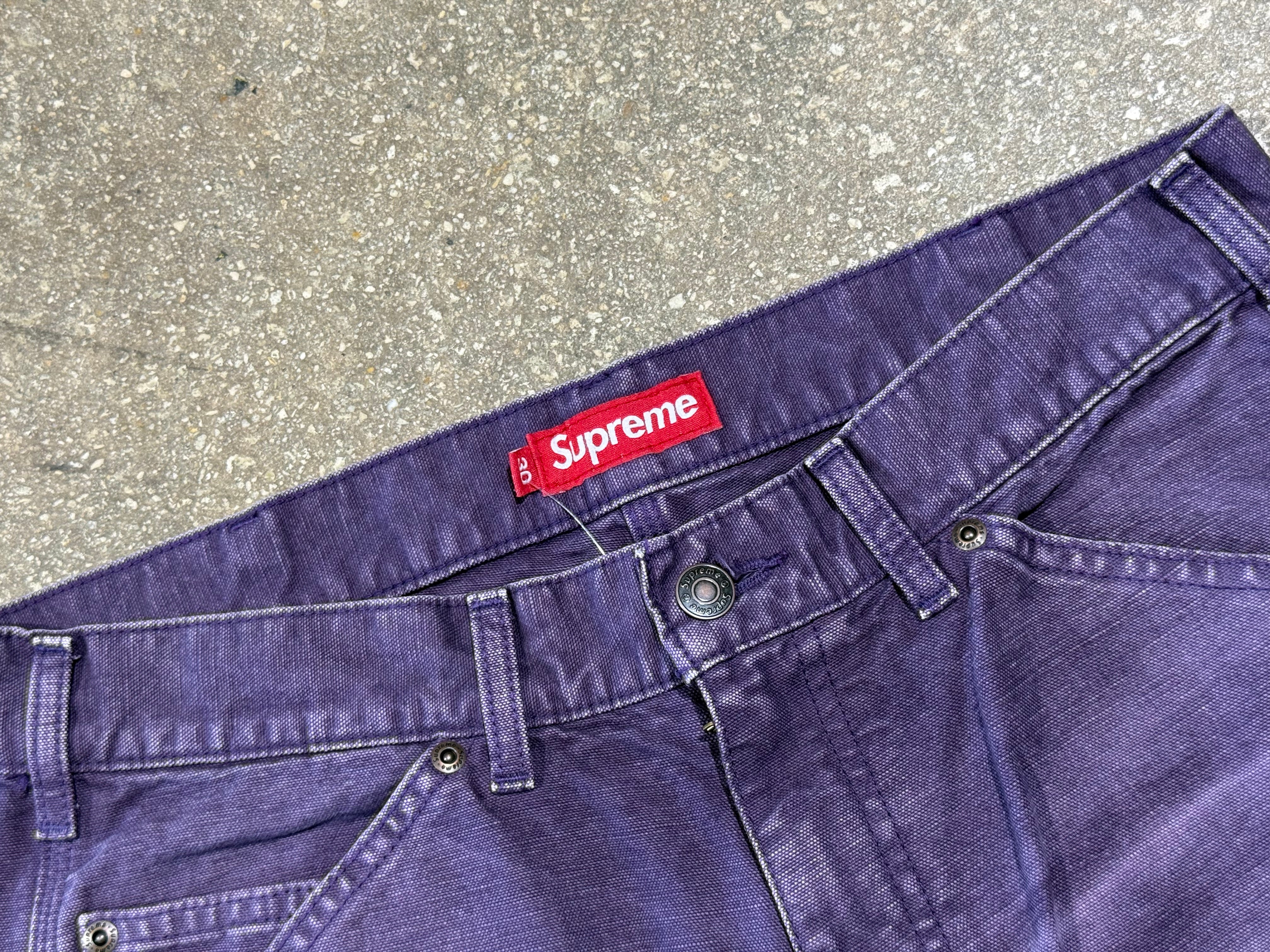 NEW Supreme SS26 Worn Double Knee Painter Pants - Purple Size 30