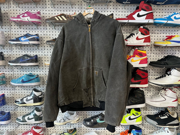 USED Carhartt Zip Jacket - Faded Distressed Grey Size XL