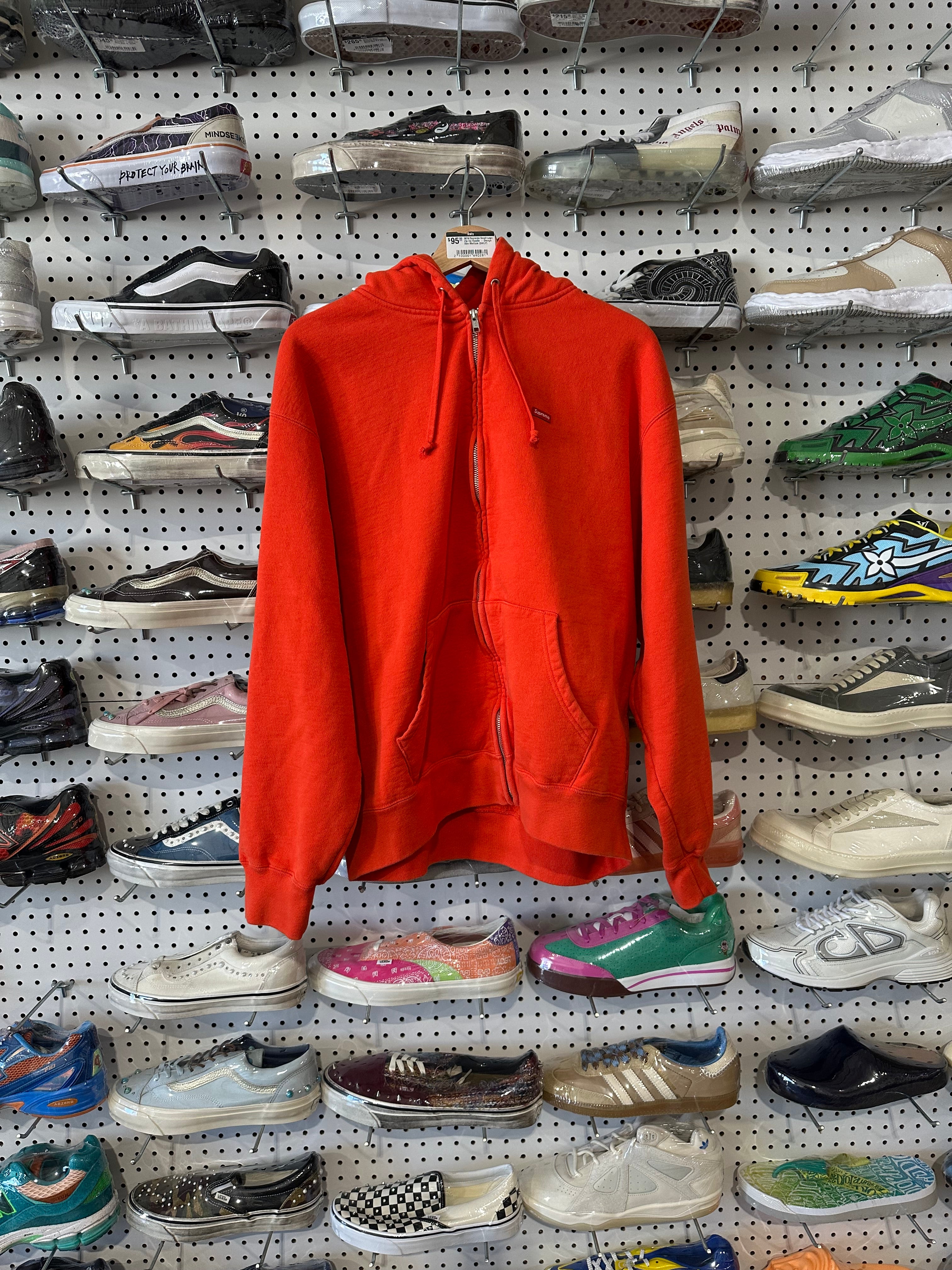 NEW Supreme Small Logo Zip Up Hoodie - Orange Size Medium