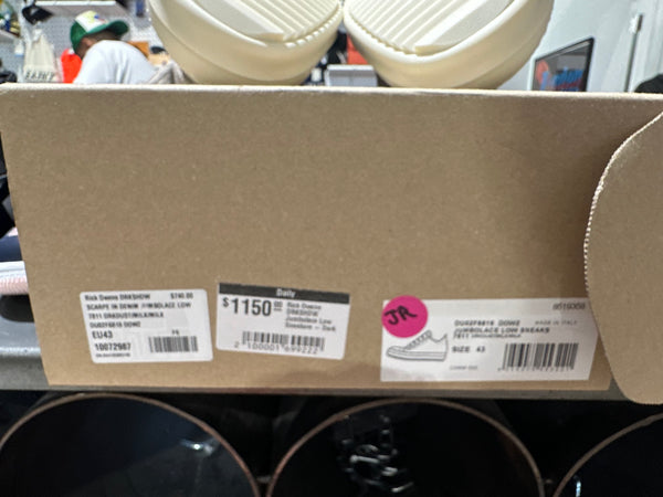 Rick Owens DRKSHDW Jumbolace Low Sneakers - Dark Dust Size 43EU/10US