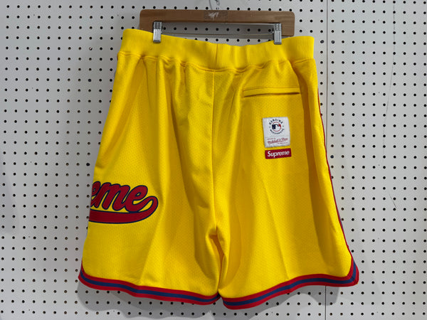 NEW Supreme x Mitchell & Ness Atlanta Braves Shorts - Yellow Size XL