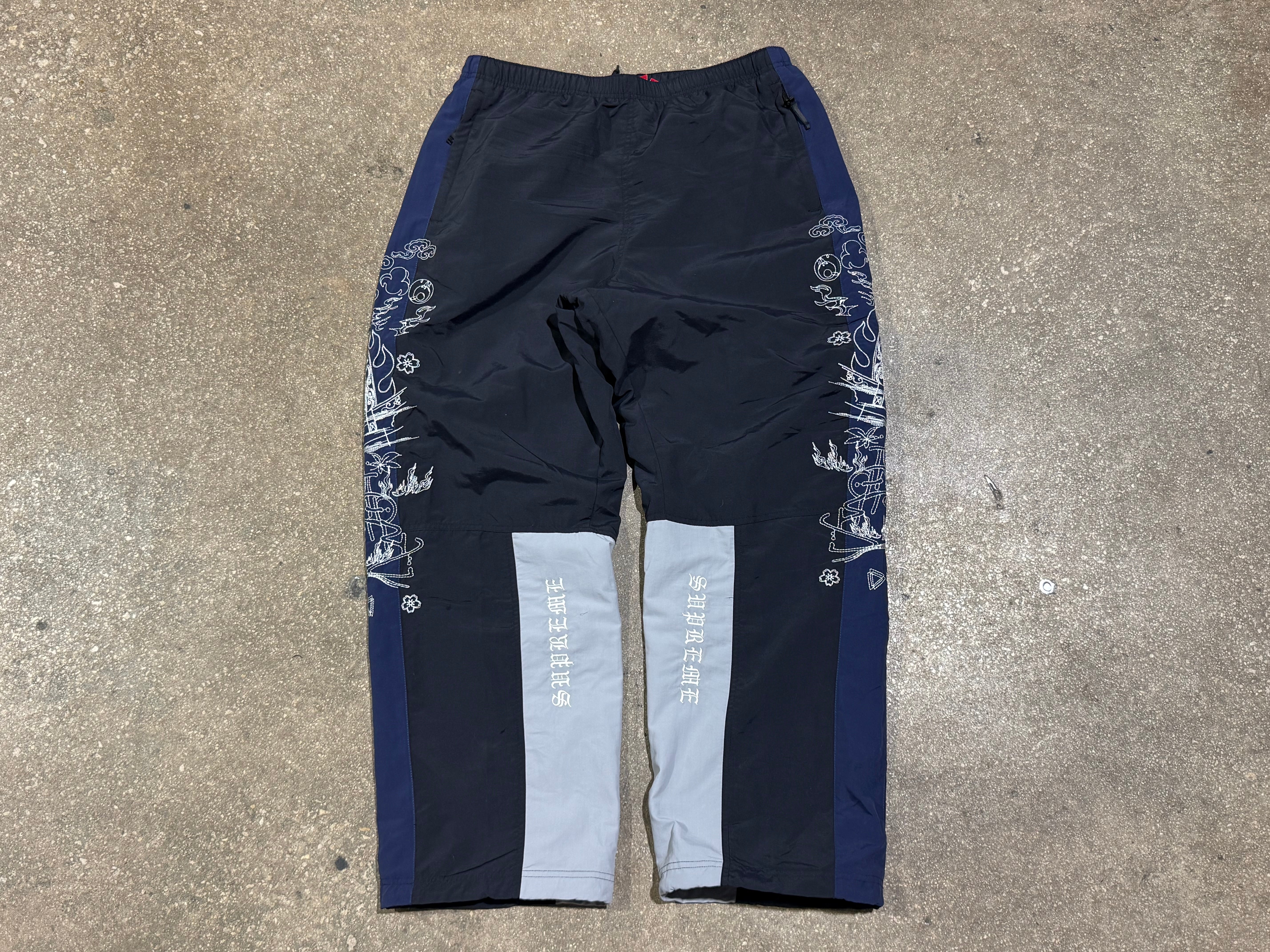 NEW Supreme AOI Track Pants - Black/Navy Size Large