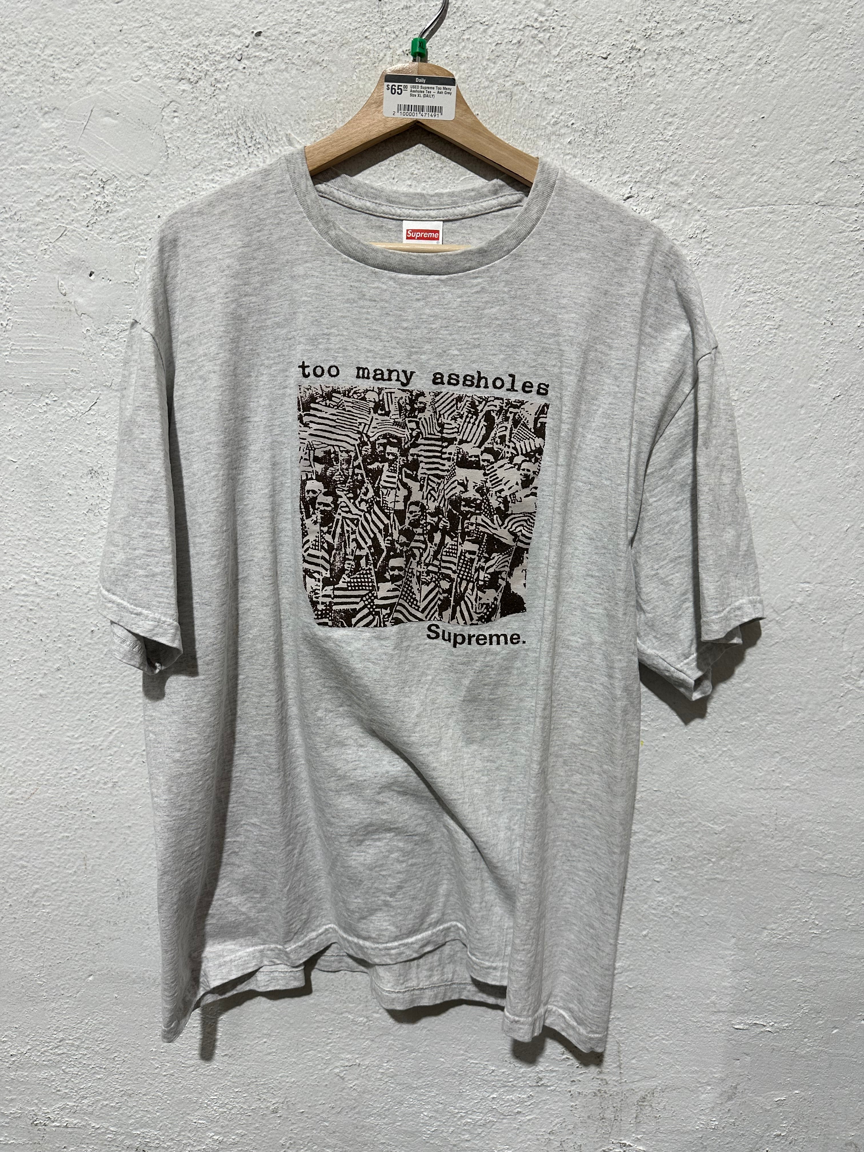 USED Supreme Too Many Assholes Tee - Ash Grey Size XL