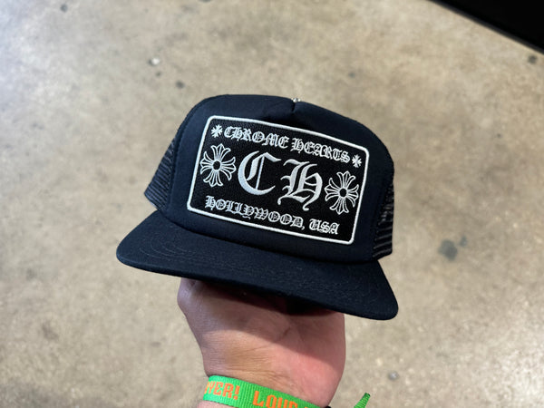 NEW Chrome Hearts Hollywood Trucker - Black/Black