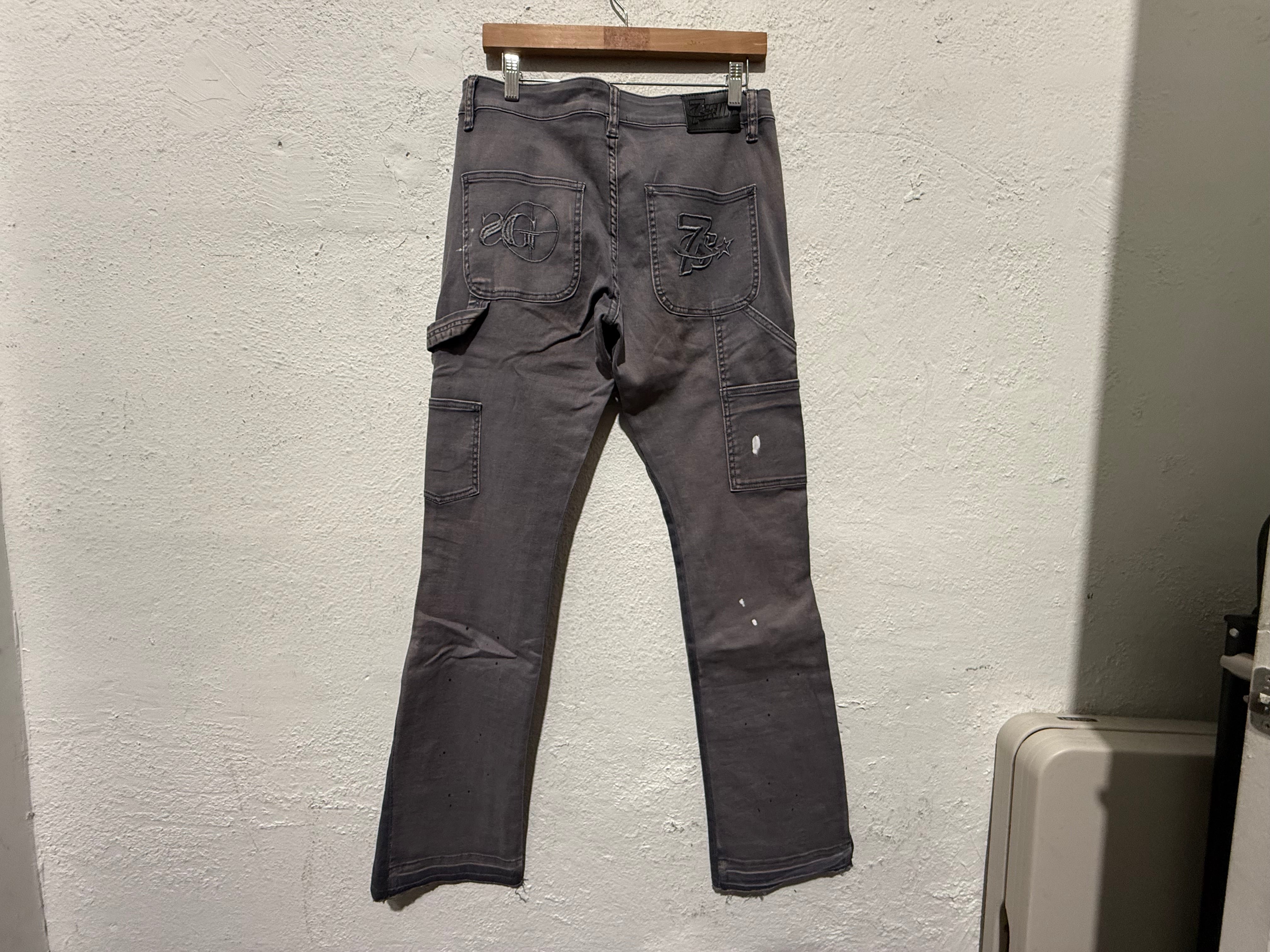 NEW Triple Seven Sniper Patch Jeans - Grey Size 38