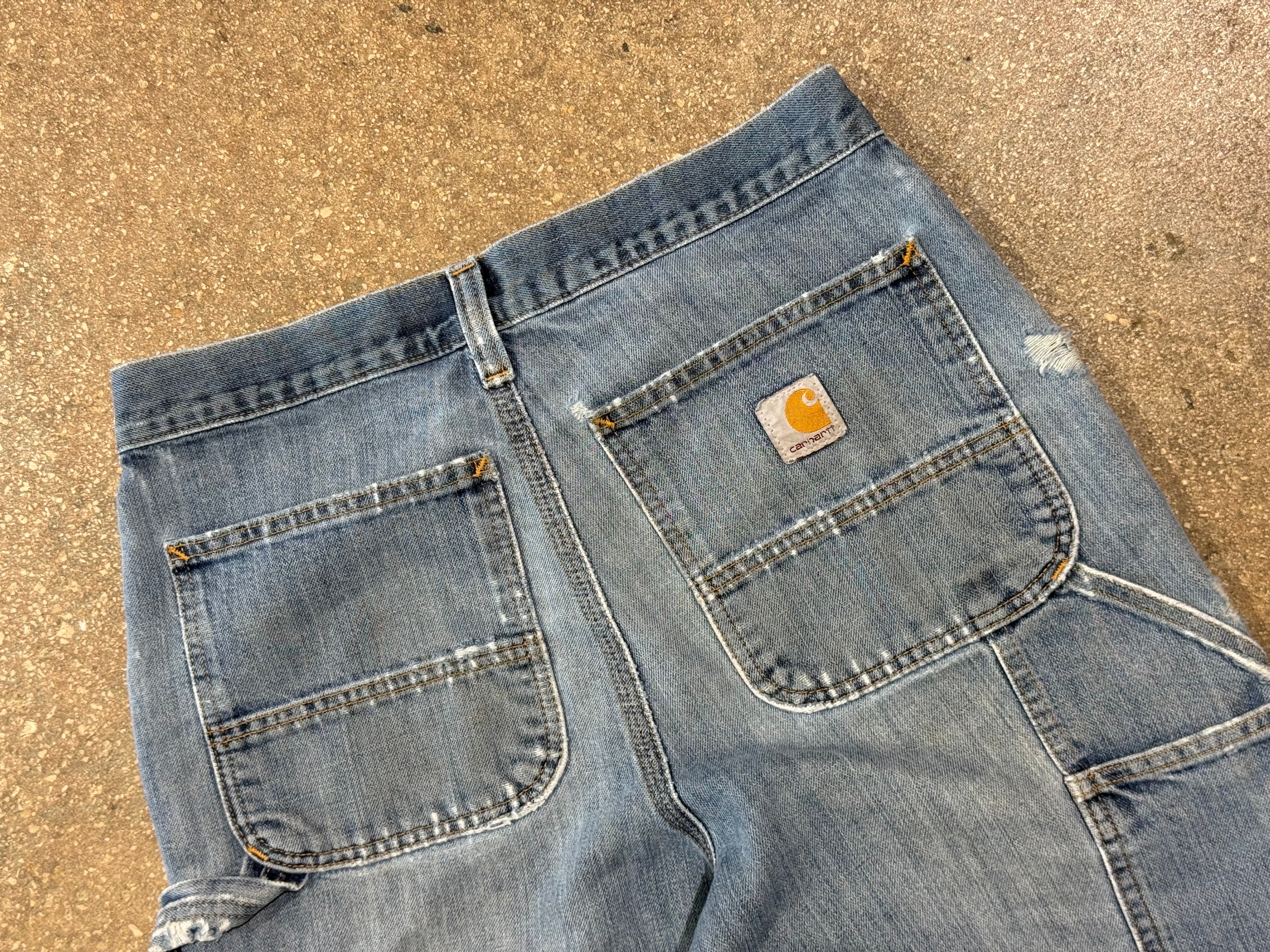 USED Distressed Carhartt Denim - Blue Size 30x34