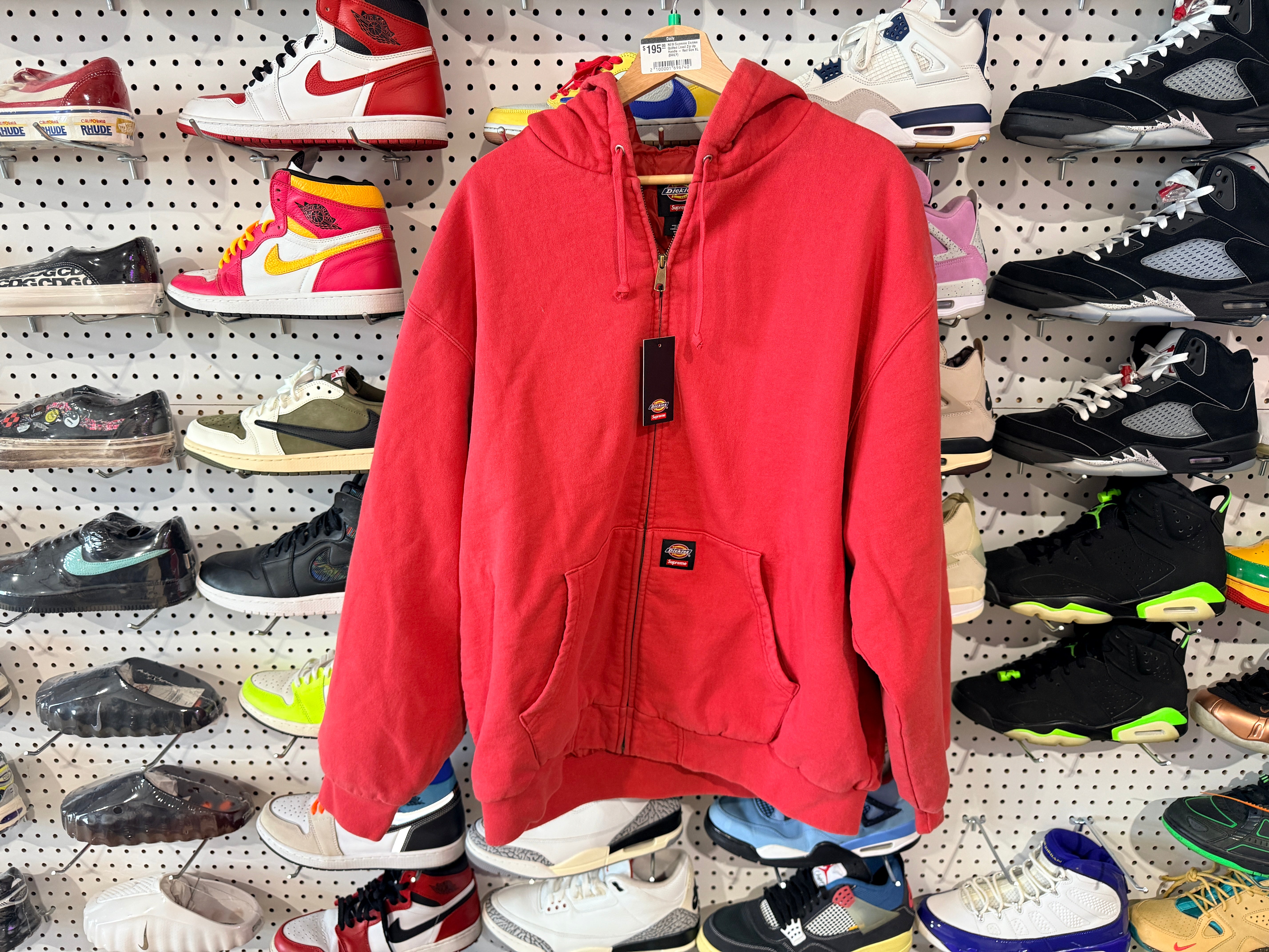 NEW Supreme Dickies Quilted Lined Zip Up Hoodie - Red Size XL