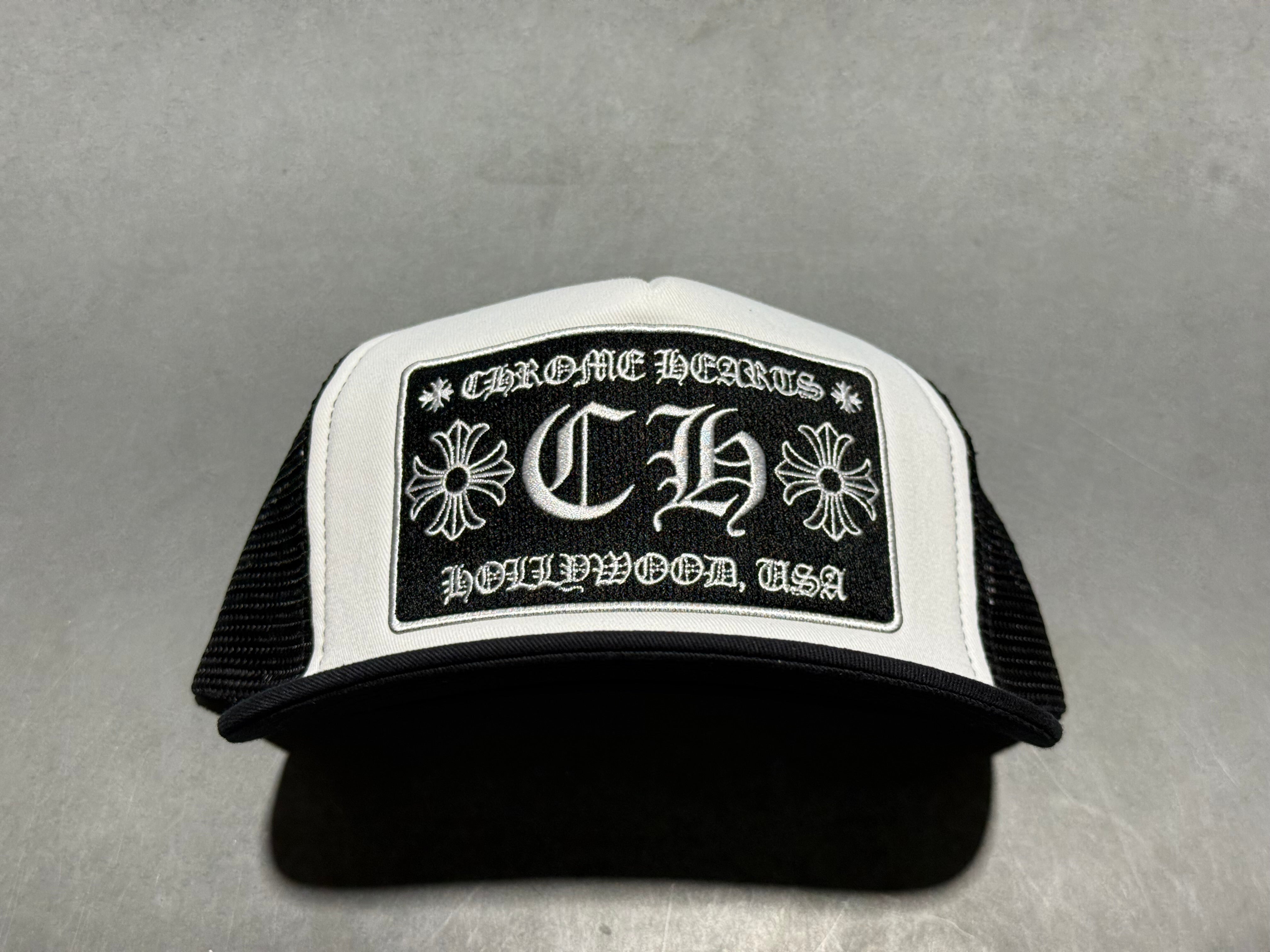 NEW Chrome Hearts CH Hollywood Trucker - White/Black