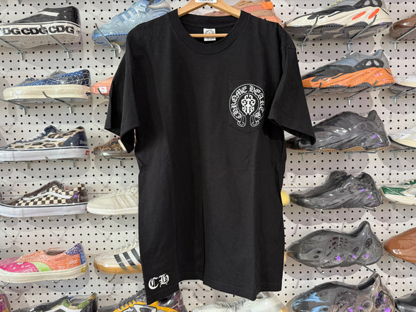 USED VTG Chrome Hearts Flag Pocket Tee - Black Size Large