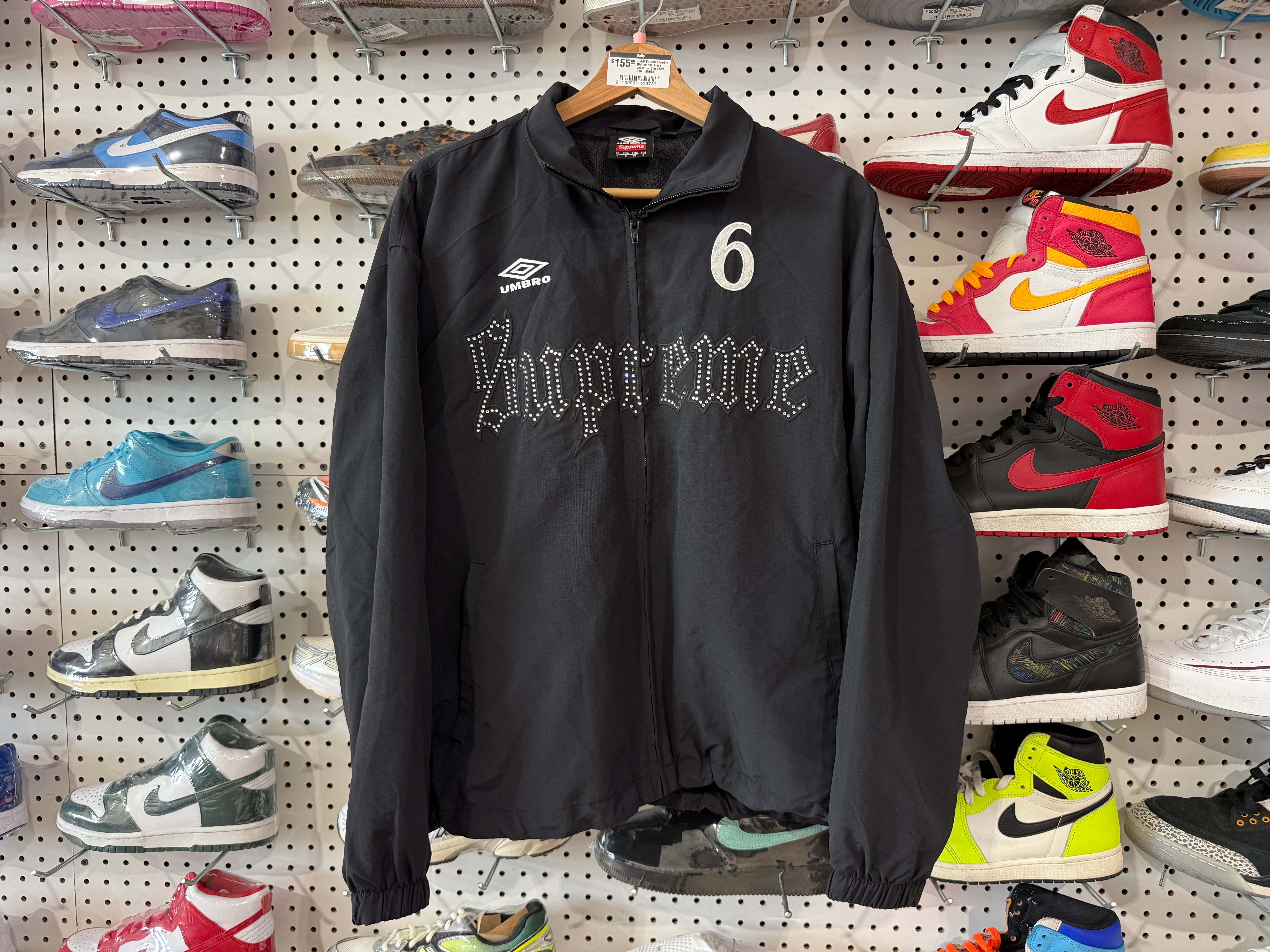 USED Supreme Umbra Rhinestone Track Jacket - Black Size Small