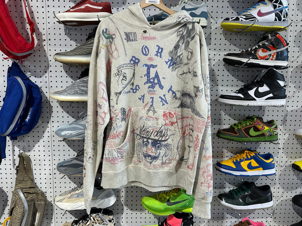 Clean Saint Michael x Born & Raised Hooded Sweatshirt Hoodie - Grey Size XL