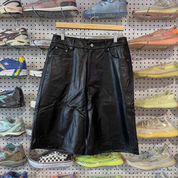NEW HMDD Lamb Chop Leather Shorts - Black Size Large