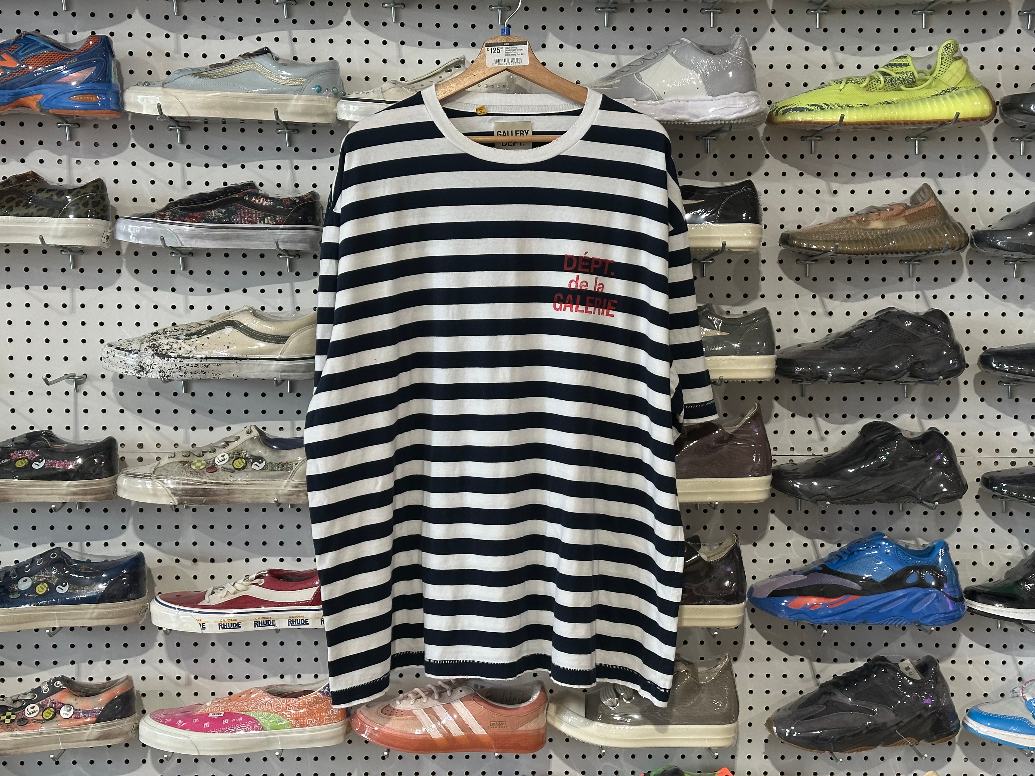 USED Gallery Department Striped French Tee - White/Navy Size XXL