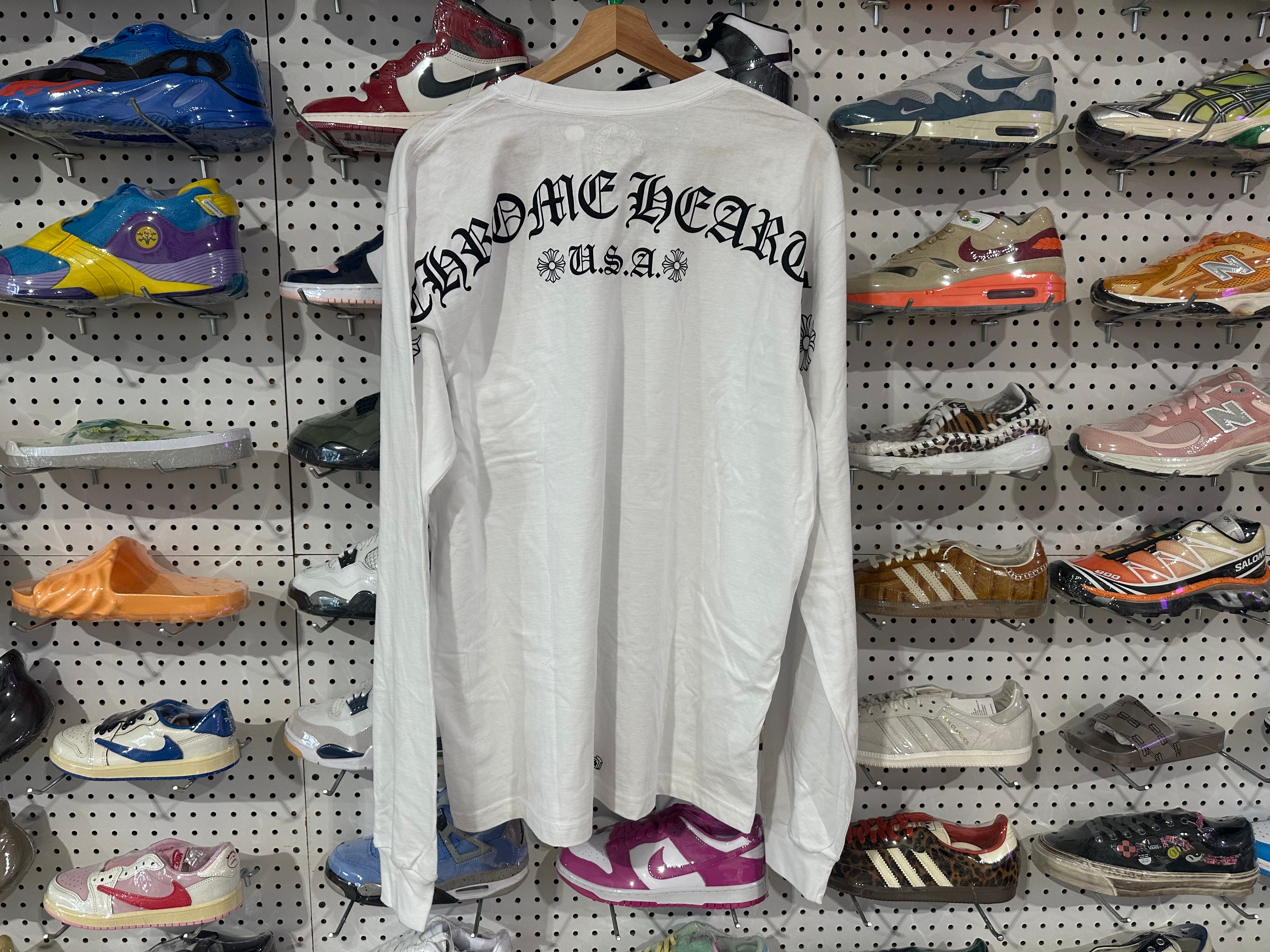 NEW Chrome Hearts L/S Pocket USA Tee - Black Size White