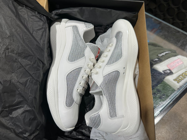 Prada America Cup Sneaker - White/Silver Size 8