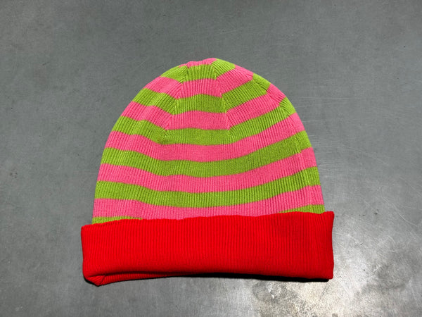 NEW Hidden Season Reversible Beanie - Red / Pink and Green Striped
