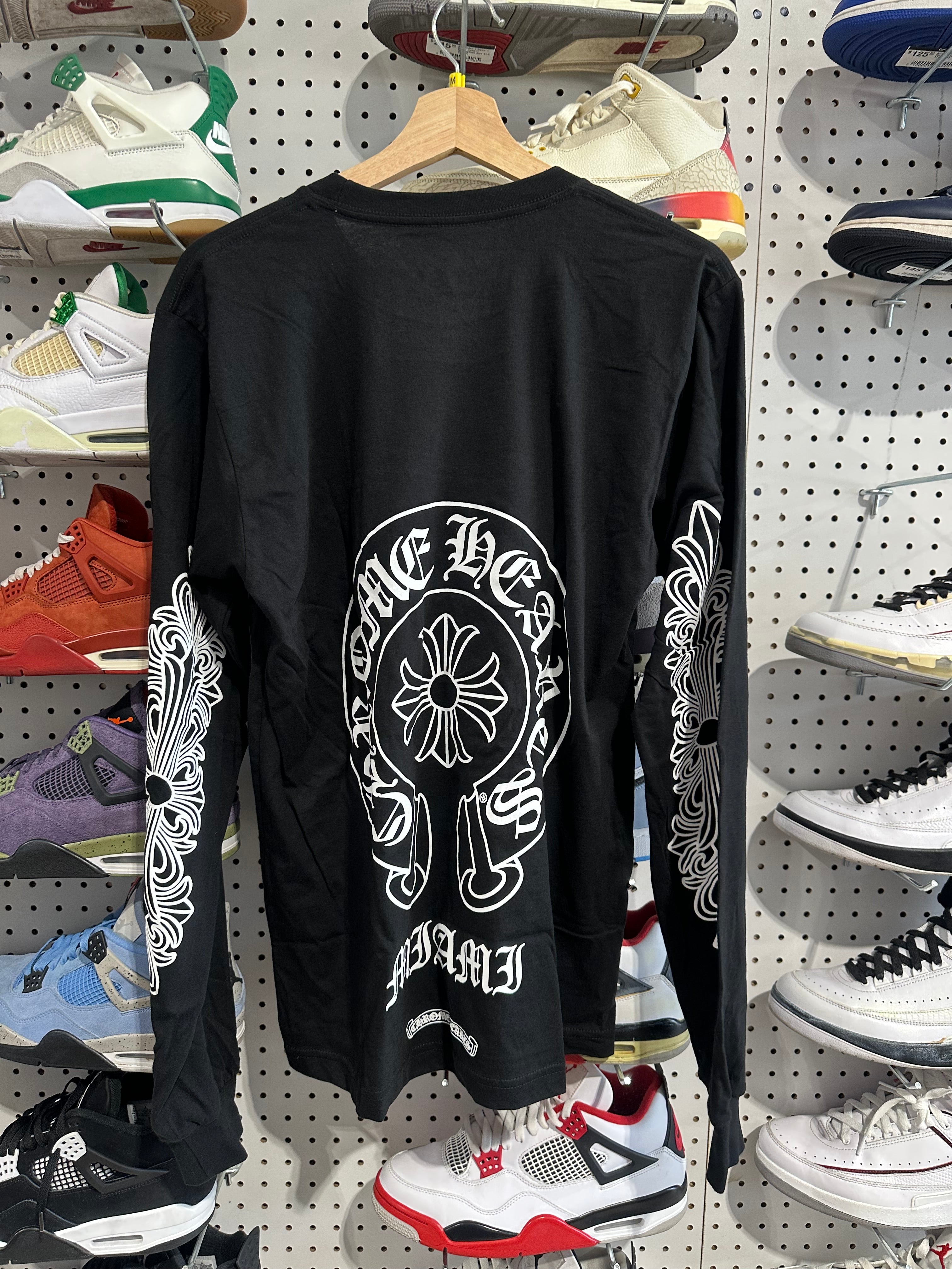 NEW Chrome Hearts Miami Longsleeve Pocket Tee - Black Size Large