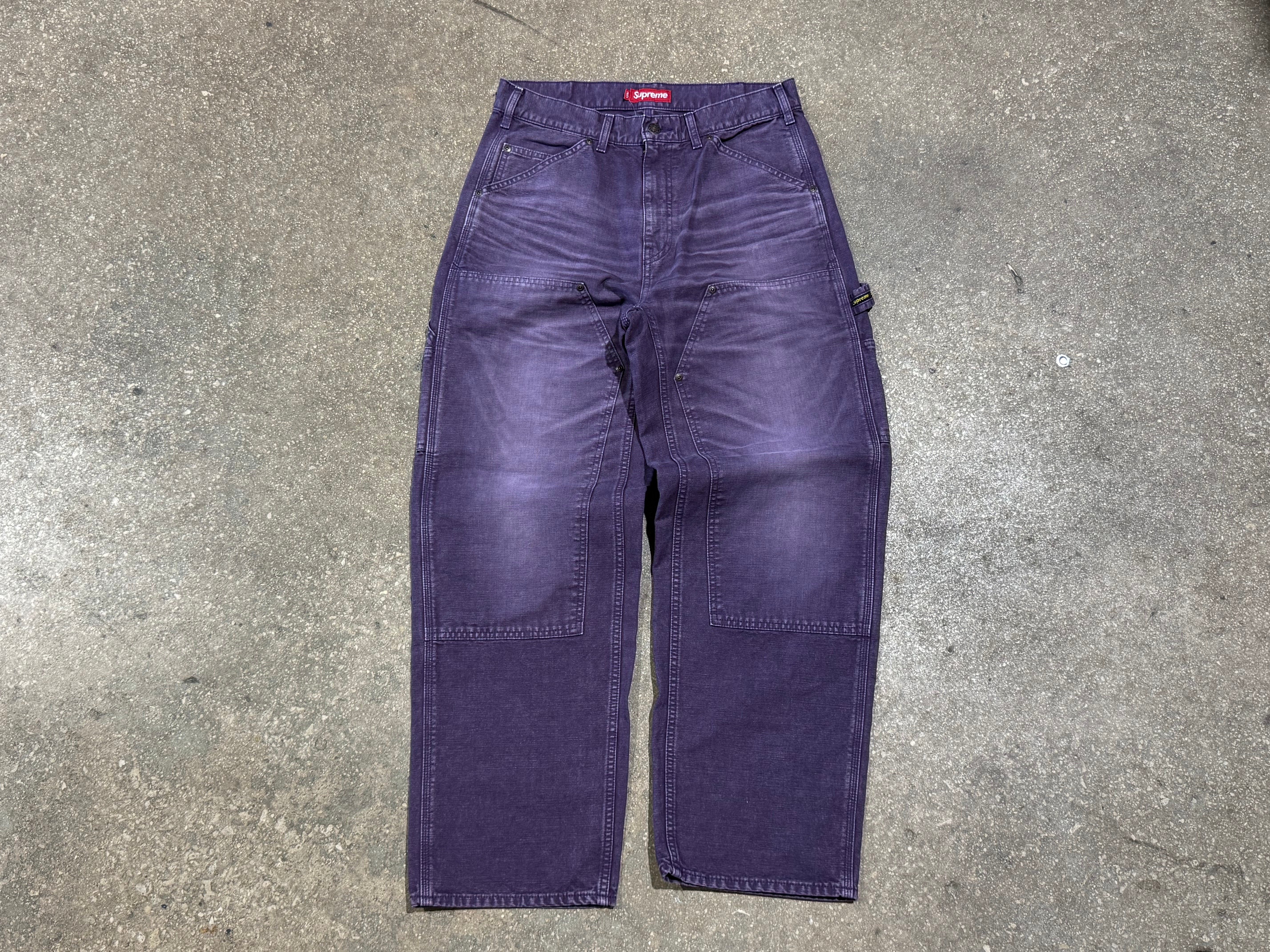 NEW Supreme SS26 Worn Double Knee Painter Pants - Purple Size 30