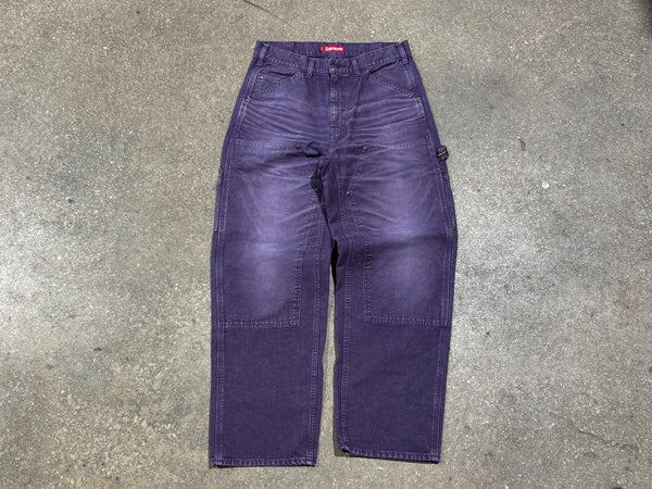 NEW Supreme SS26 Worn Double Knee Painter Pants - Purple Size 30