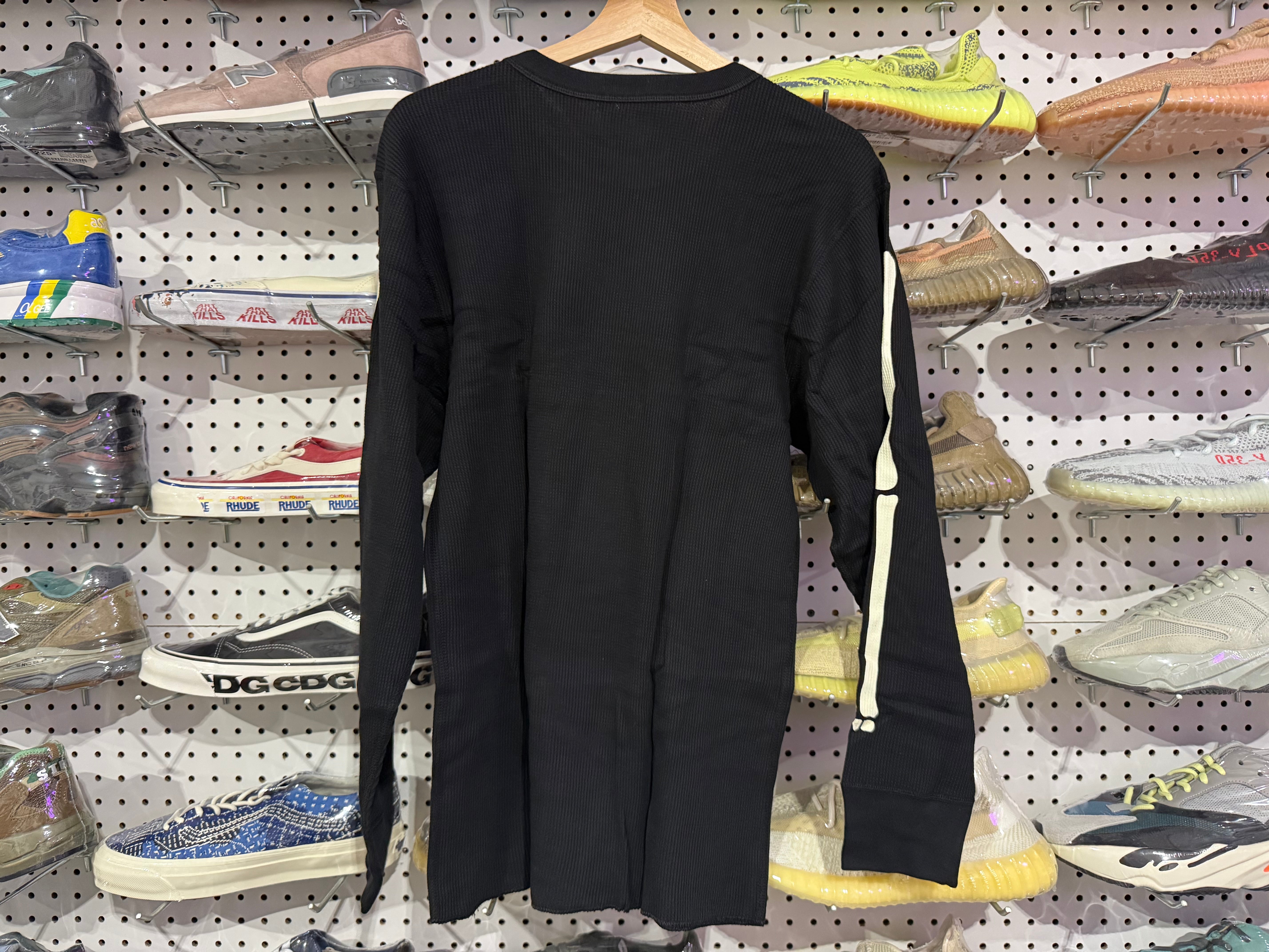 NEW Supreme x Hanes Bones Thermal Crewneck - Black Size Large