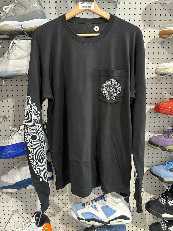 NEW Chrome Hearts Miami Longsleeve Pocket Tee - Black Size Large