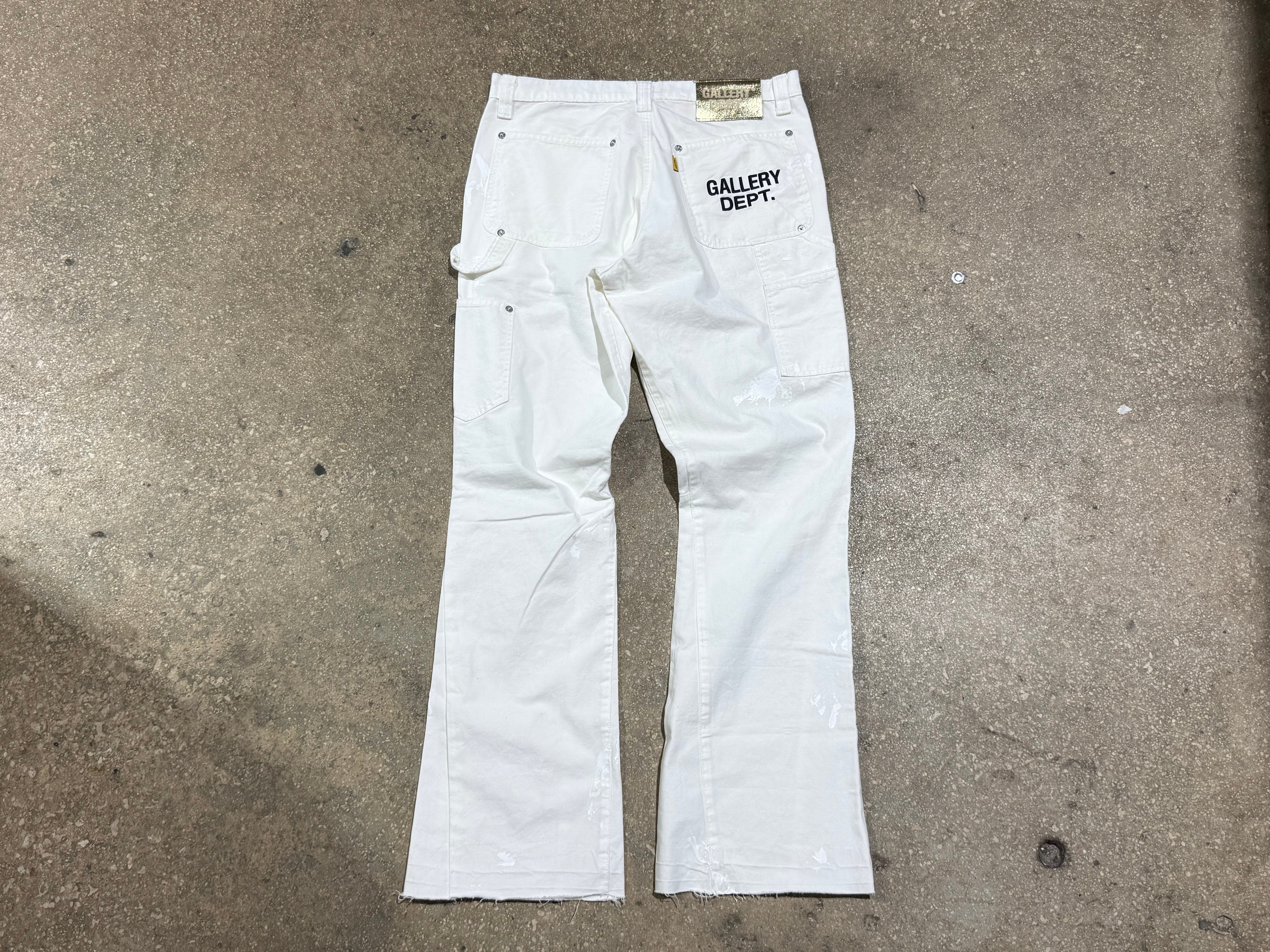 NEW Gallery Department Distressed Flared Painter Pants - White Size 33