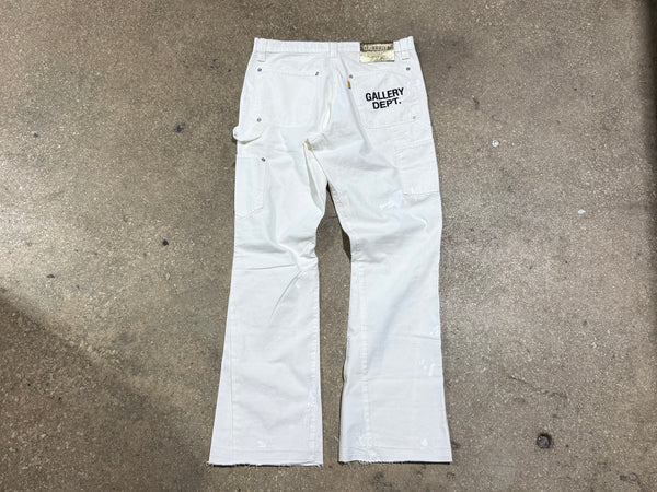 NEW Gallery Department Distressed Flared Painter Pants - White Size 33