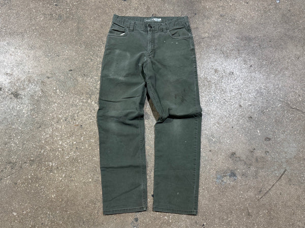 USED Distressed Carhartt Carpenter Pants - Olive Size 31x30