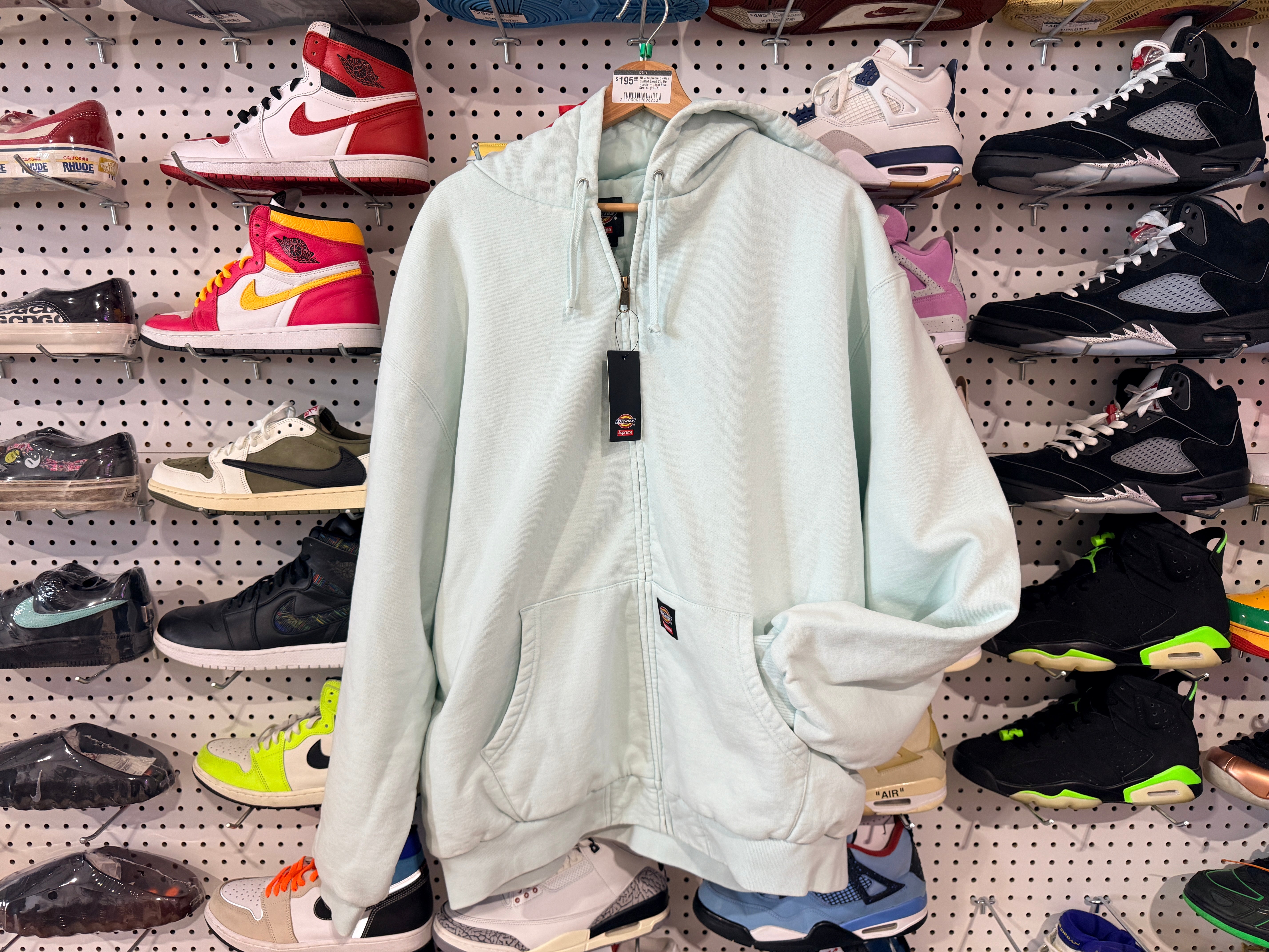 NEW Supreme Dickies Quilted Lined Zip Up Hoodie - Light Blue Size XL