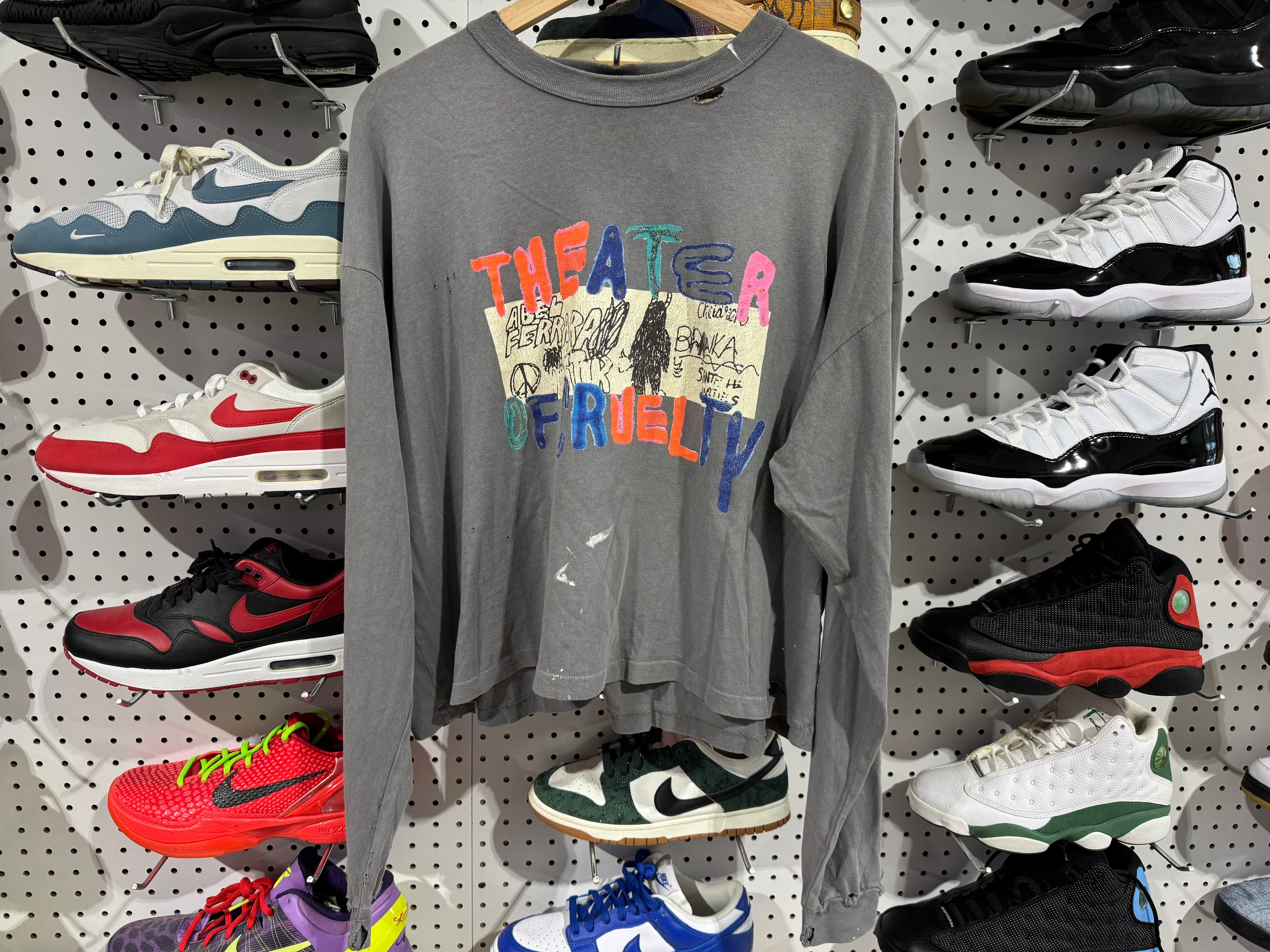 NEW Paly Theater Of Cruelty Cropped LS Tee - Grey Size Small