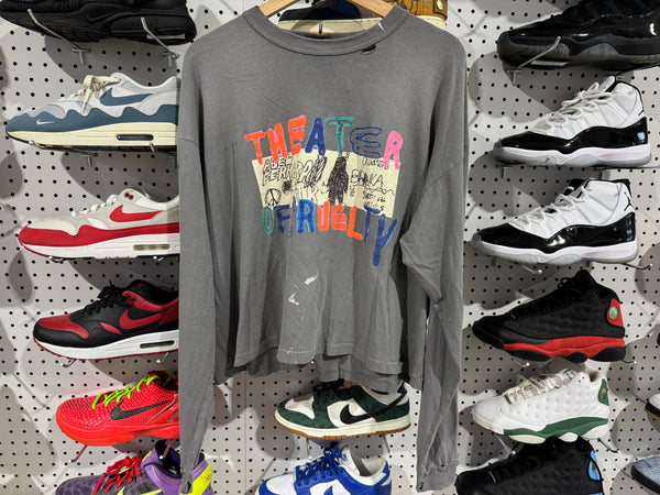 NEW Paly Theater Of Cruelty Cropped LS Tee - Grey Size Small