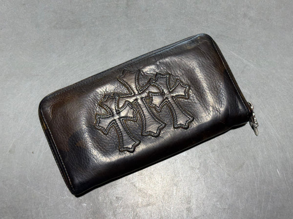 USED Chrome Hearts Camo Round Zip Leather Wallet